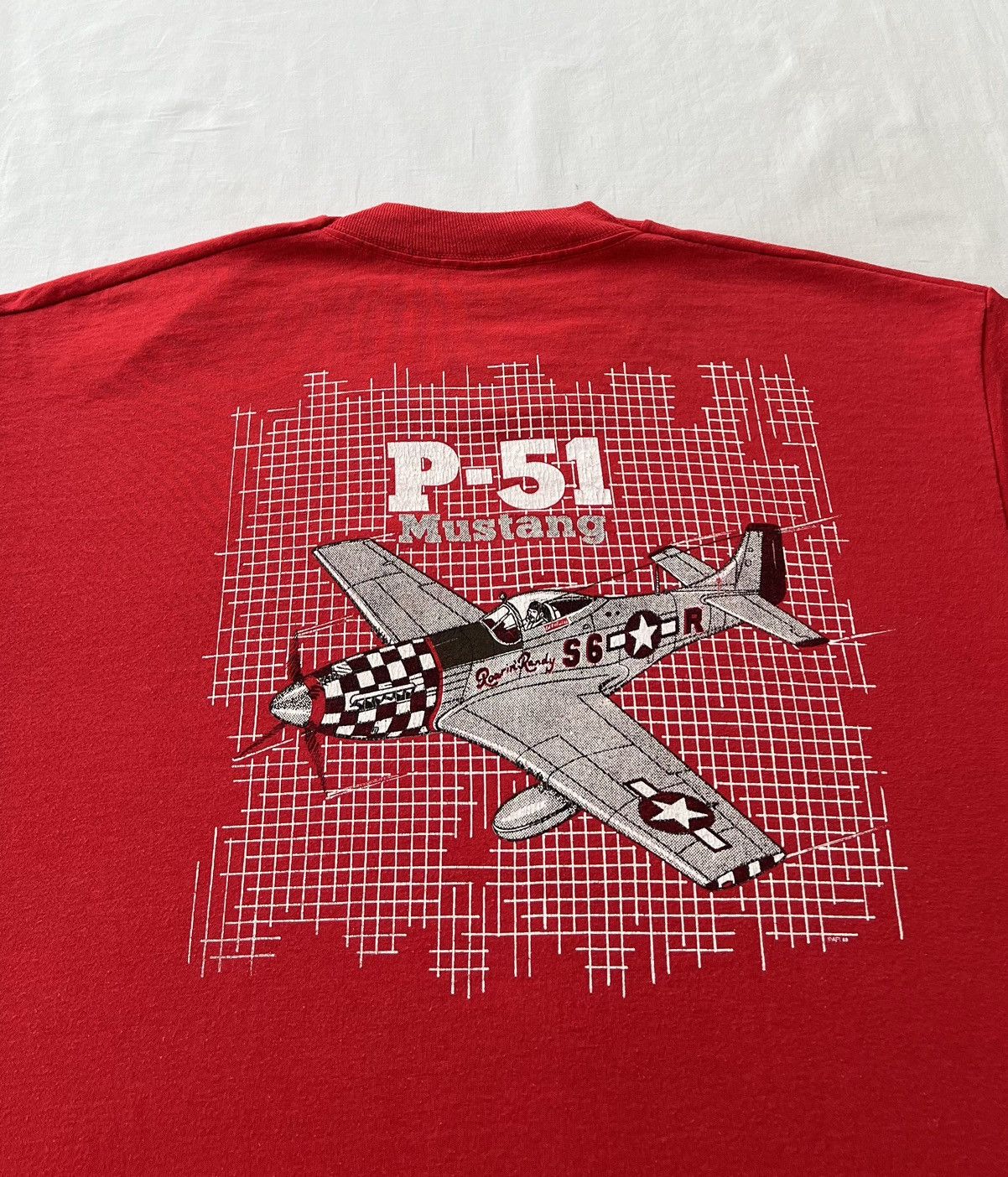 Vintage Vintage 90s P-51 Mustang Fighter-Bomber Airplane Red T-shirt Size US XL / EU 56 / 4 - 11 Thumbnail