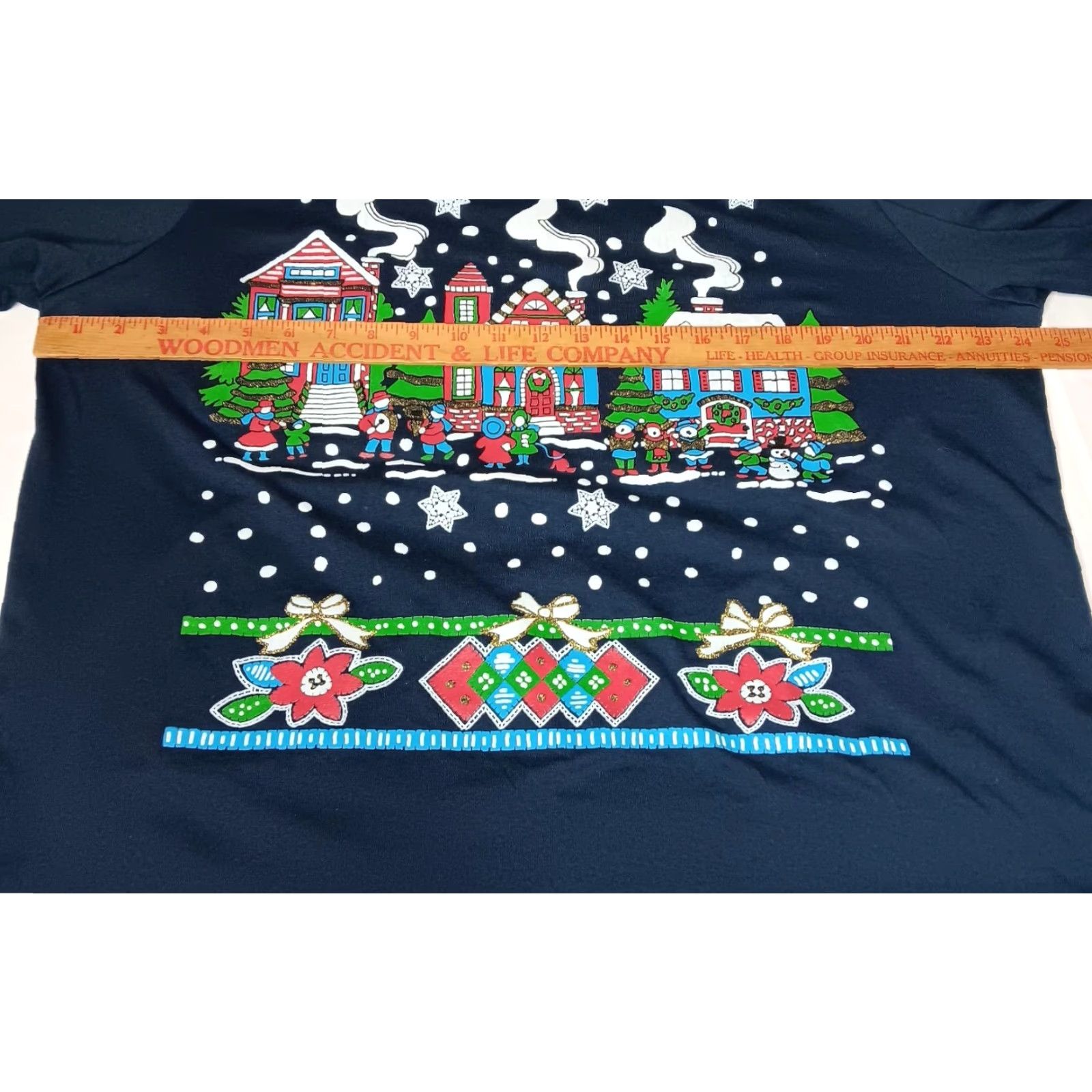 Vintage VINTAGE Bedford Fair Womens Long Sleeve Knit Christmas Shirt XL Winter Holiday Glitter Blue Size XL / US 12-14 / IT 48-50 - 5 Thumbnail