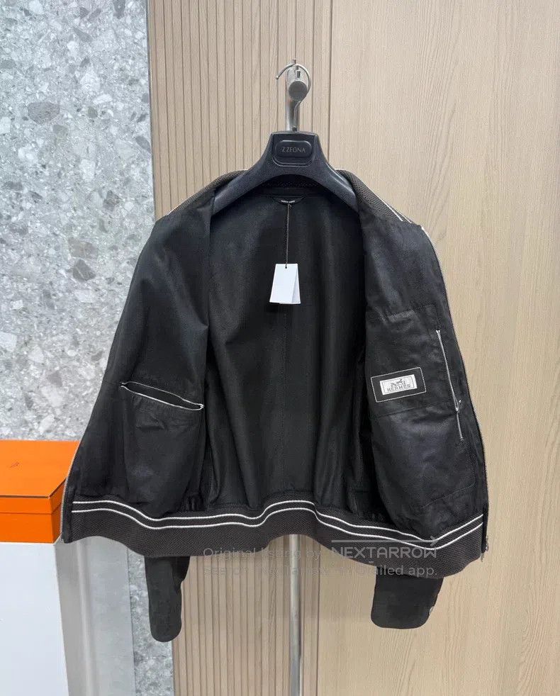 Hermes Hermes 24 Fall/Winter Rider Leather Jacket, Suede Cowhide Size US L / EU 52-54 / 3 - 4 Thumbnail