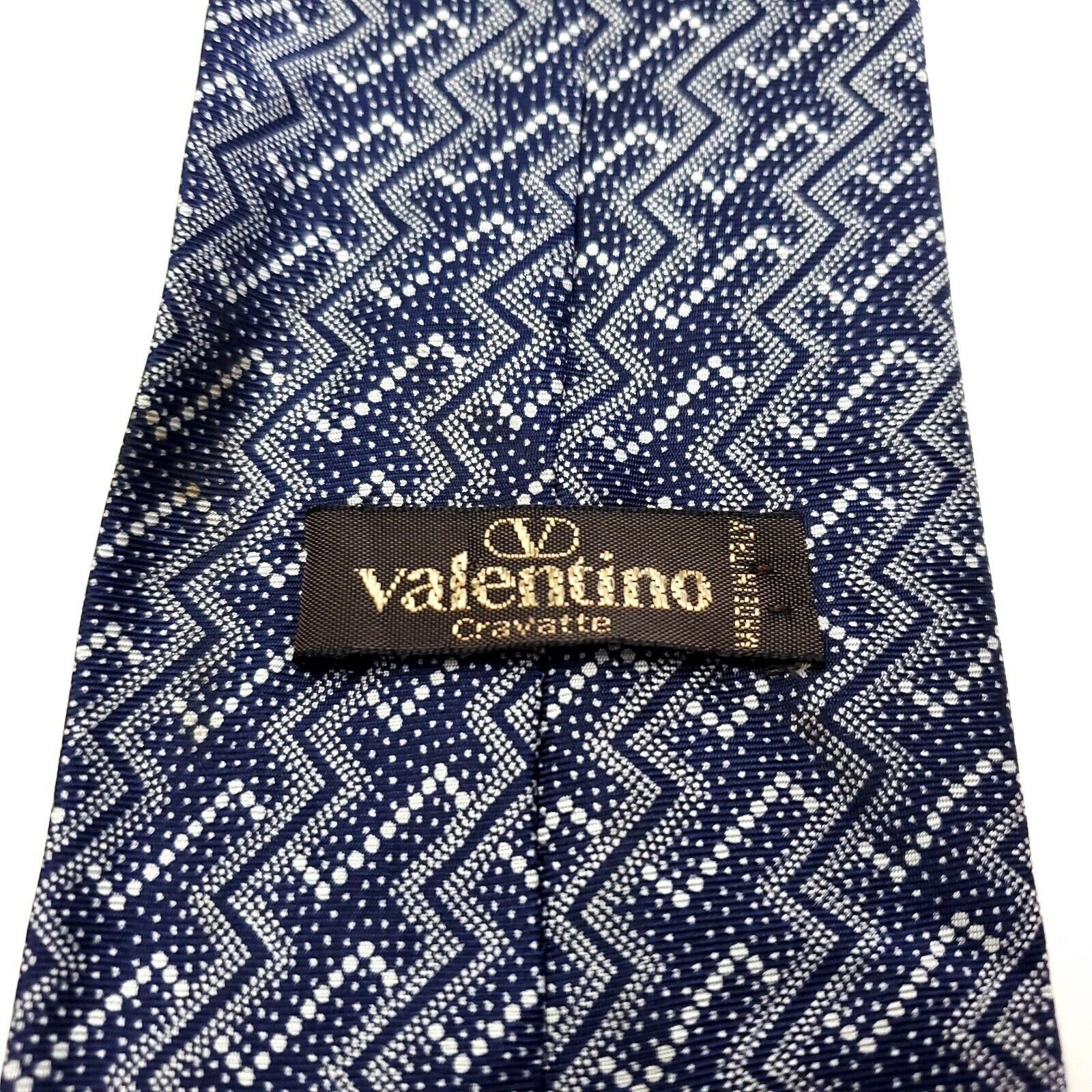 Valentino Valentino Cravatte Blue Abstract Woven Short Silk Tie Size ONE SIZE - 3 Thumbnail