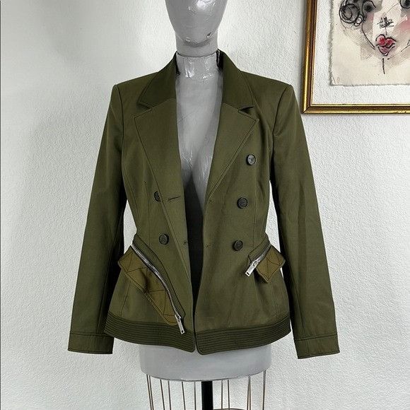 Altuzarra Altuzarra Olive Green Double-Breasted Peplum Quilted Officer Size M / US 6-8 / IT 42-44 - 12 Thumbnail