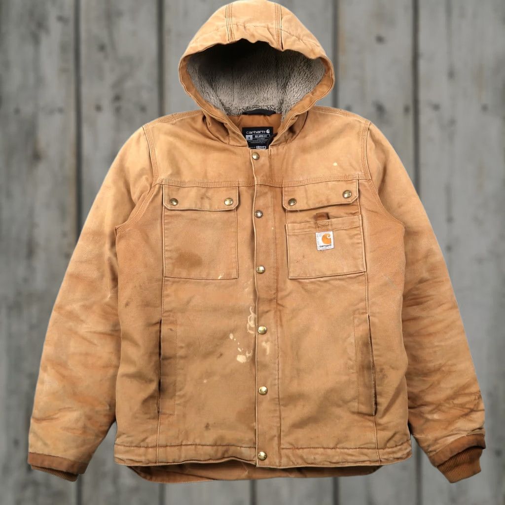 Carhartt Carhartt Brown Hooded Heavyweight Sherpa Lined Work Jacket Mens S Small Size US S / EU 44-46 / 1 - 1 Thumbnail