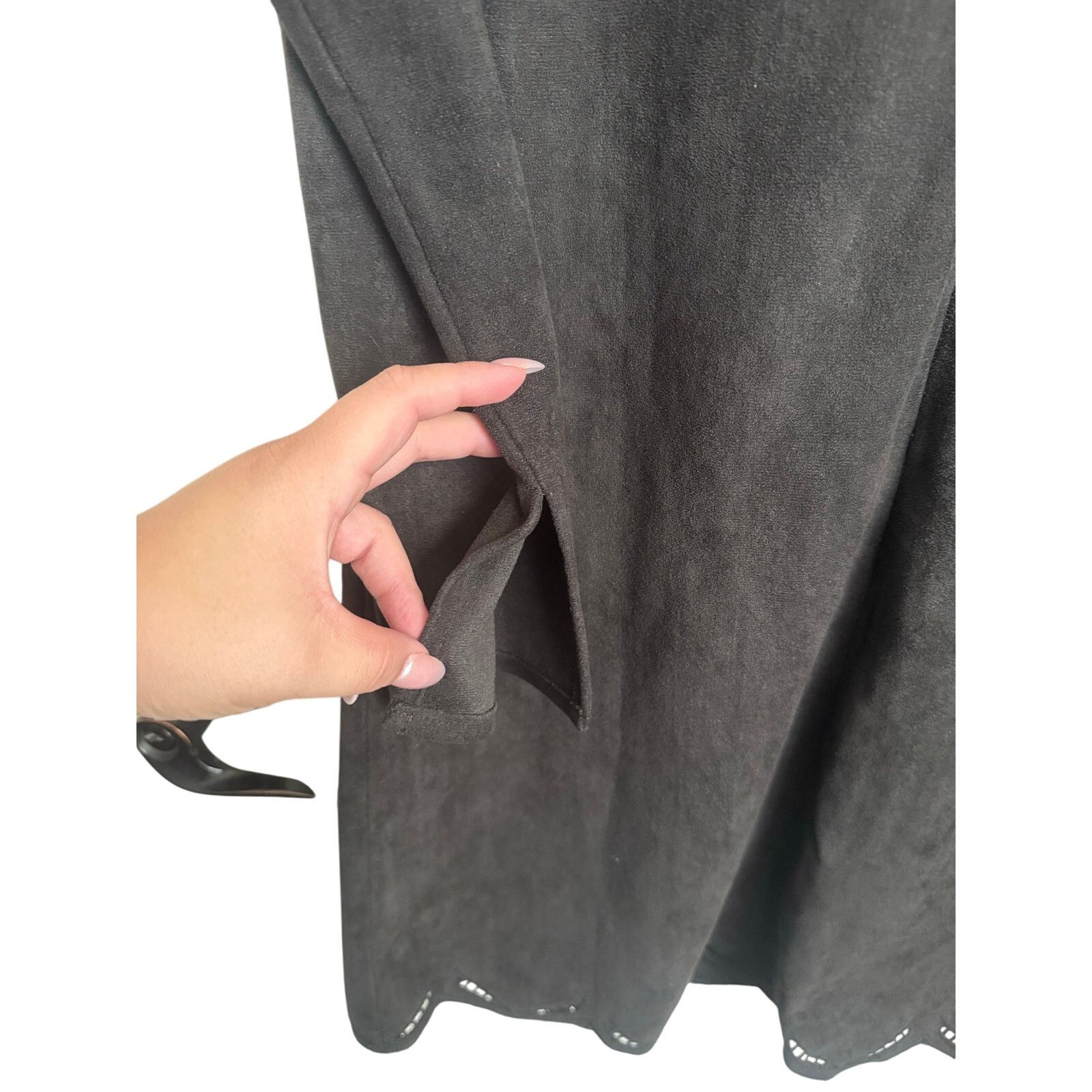 ASTR The Label ASTR the Label Charcoal Gray Faux Suede LaceUp Shift Dress S Size S / US 4 / IT 40 - 8 Thumbnail