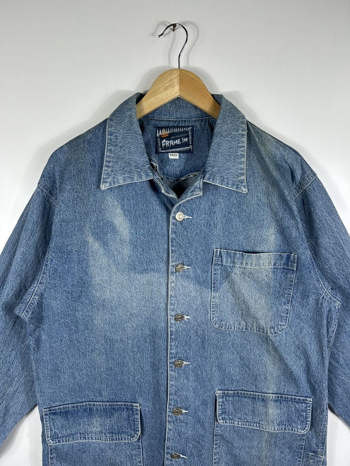 Japanese Brand × Vintage ⚡️Vintage Frame In Chore Denim Jacket Size US L / EU 52-54 / 3 - 4 Thumbnail