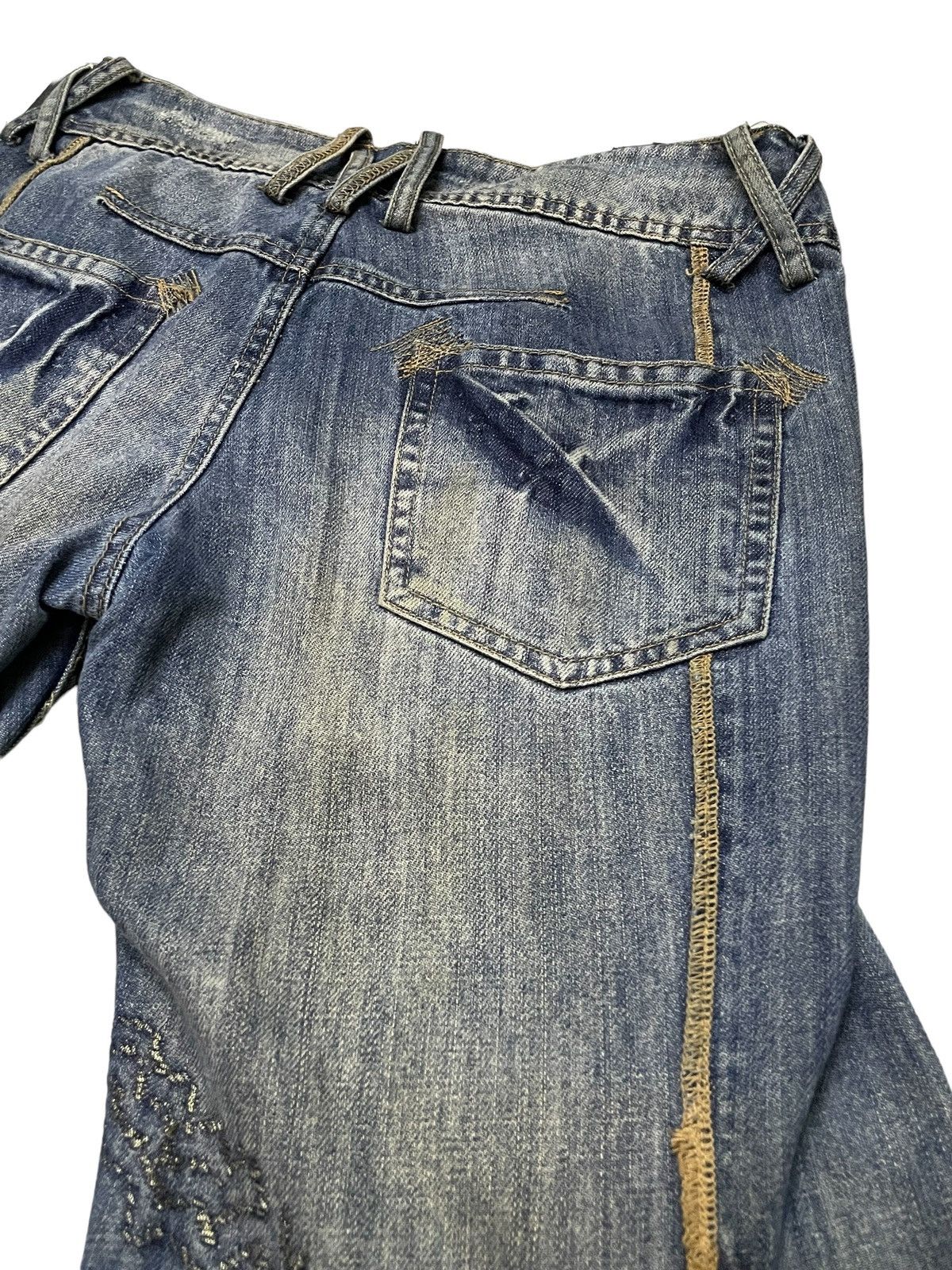FUSAI × GOSTAR DE FUGA × Japanese Brand JNBY Asymmetrical Curved Seam Embroidered Jeans Size US 29 - 8 Thumbnail