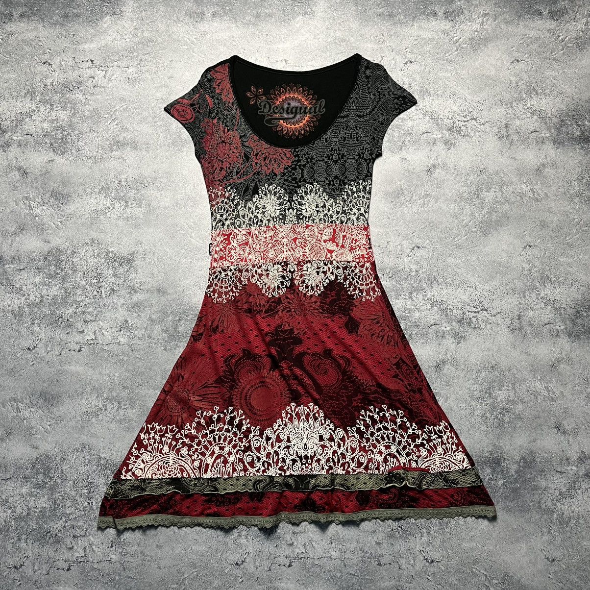 Designer × Desigual Vintage Desigual Dress Avant-Garde Ladies Short Sleeve Size L / US 10 / IT 46 - 1 Thumbnail