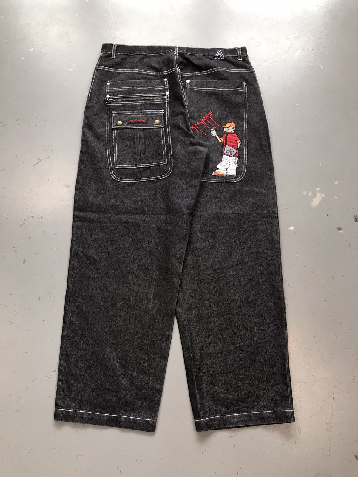 Vintage Vintage axel news big pocket crazy boy embroidered denim Size US 38 / EU 54 - 1 Thumbnail