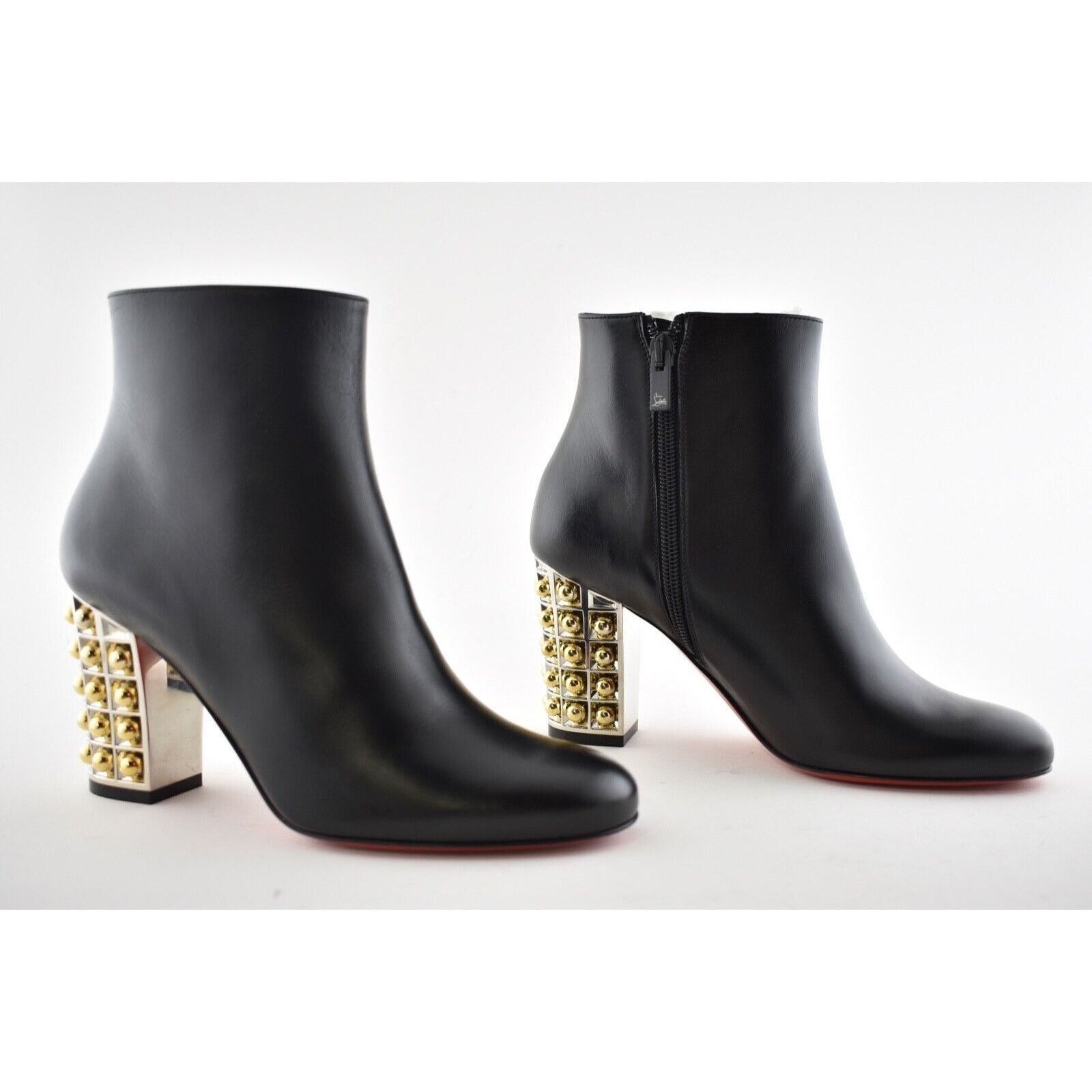 Christian Louboutin Christian Louboutin Vasa Booty 85 Black Leather Silver Gold Size US 6 / IT 36 - 7 Thumbnail