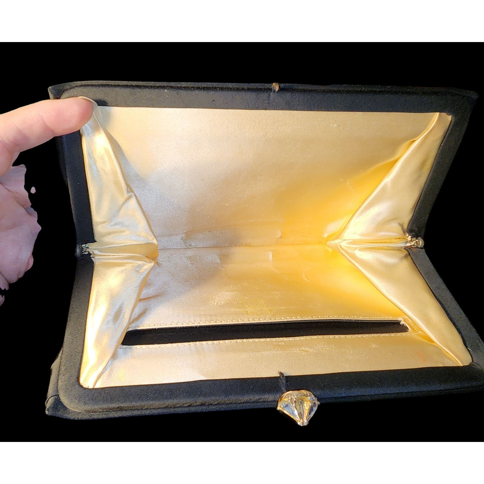 Other Vtg.1950’s L&M Spotlight Satin Black Clutch rhinestone Clasp Size ONE SIZE - 3 Thumbnail