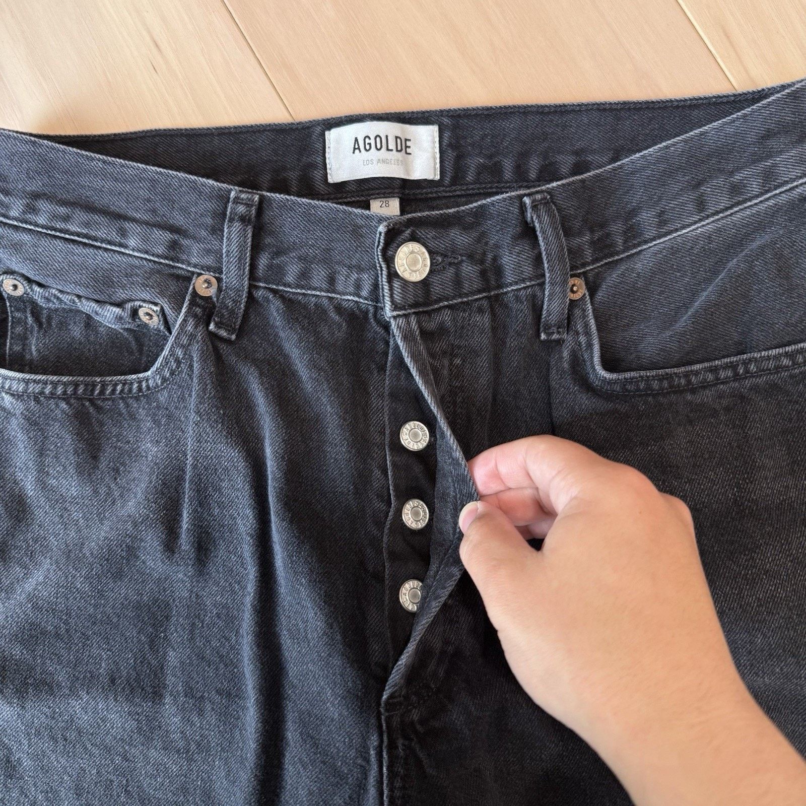Agolde Agolde Jeans Black 90s Pinch Waist High Rise Straight Glam Size 30" / US 8 / IT 44 - 5 Thumbnail