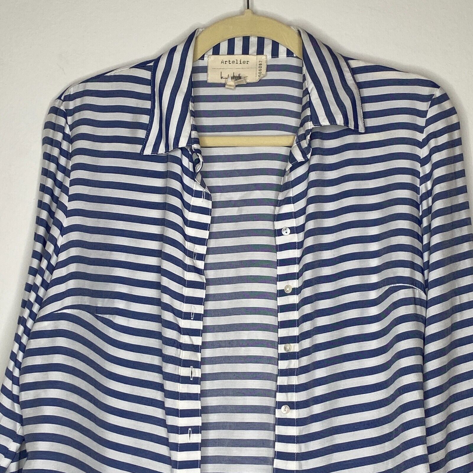 Other Artelier Blue & White Collar Button Down Bell Tie Blouse XS Size XS / US 0-2 / IT 36-38 - 6 Thumbnail