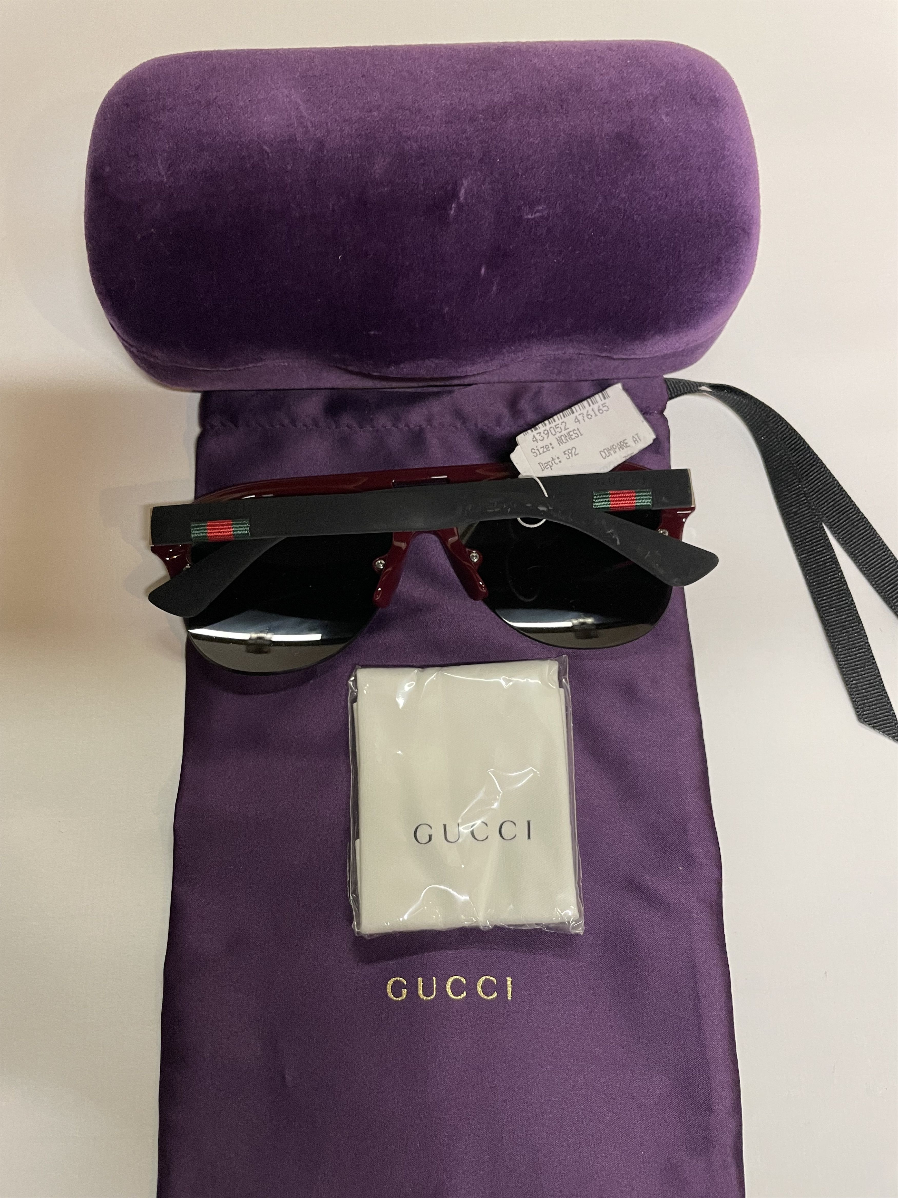 Gucci Gucci GG0170S 004 Cherry/Black Lens Pilot Unisex Sunglasses Size ONE SIZE - 6 Thumbnail