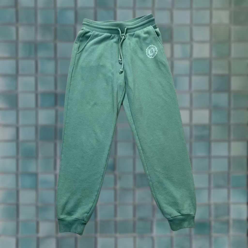 American Eagle Outfitters VINTAGE American Eagle Outfitters Sweatpants Womens XS Green Fleece Tapered Leg Size 26" / US 2 / IT 38 - 1 Thumbnail