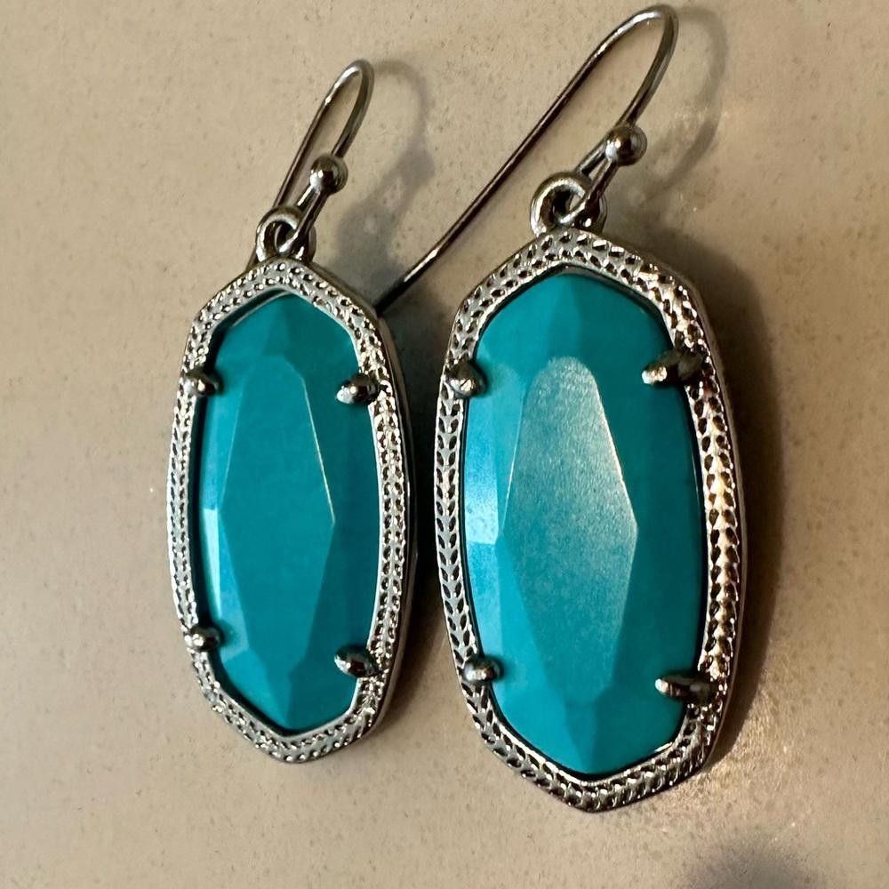 Kendra Scott Kendra Scott Dani Turquoise Blue Magnesite Silver Earrings Size ONE SIZE - 4 Thumbnail