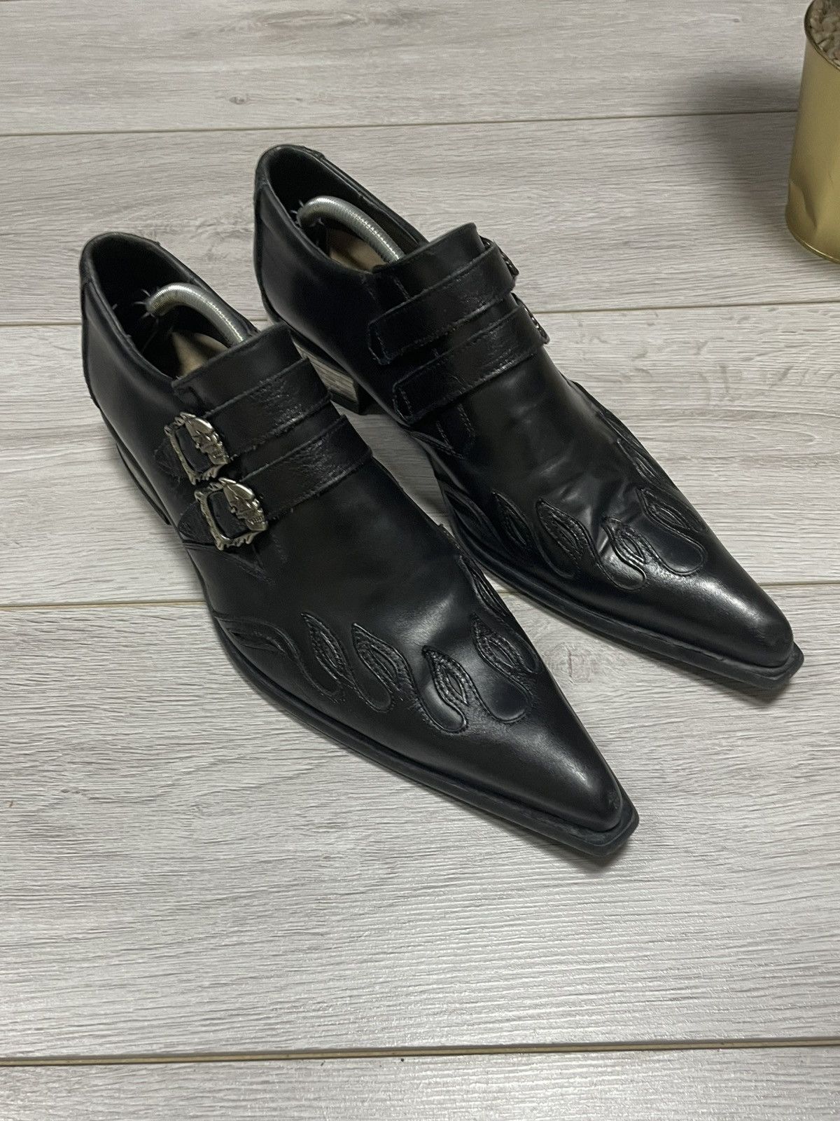 New Rock New Rock skull ☠️ flame 🔥 loafers leather boots shoes sb0 Size US 11 / EU 44 - 2 Thumbnail