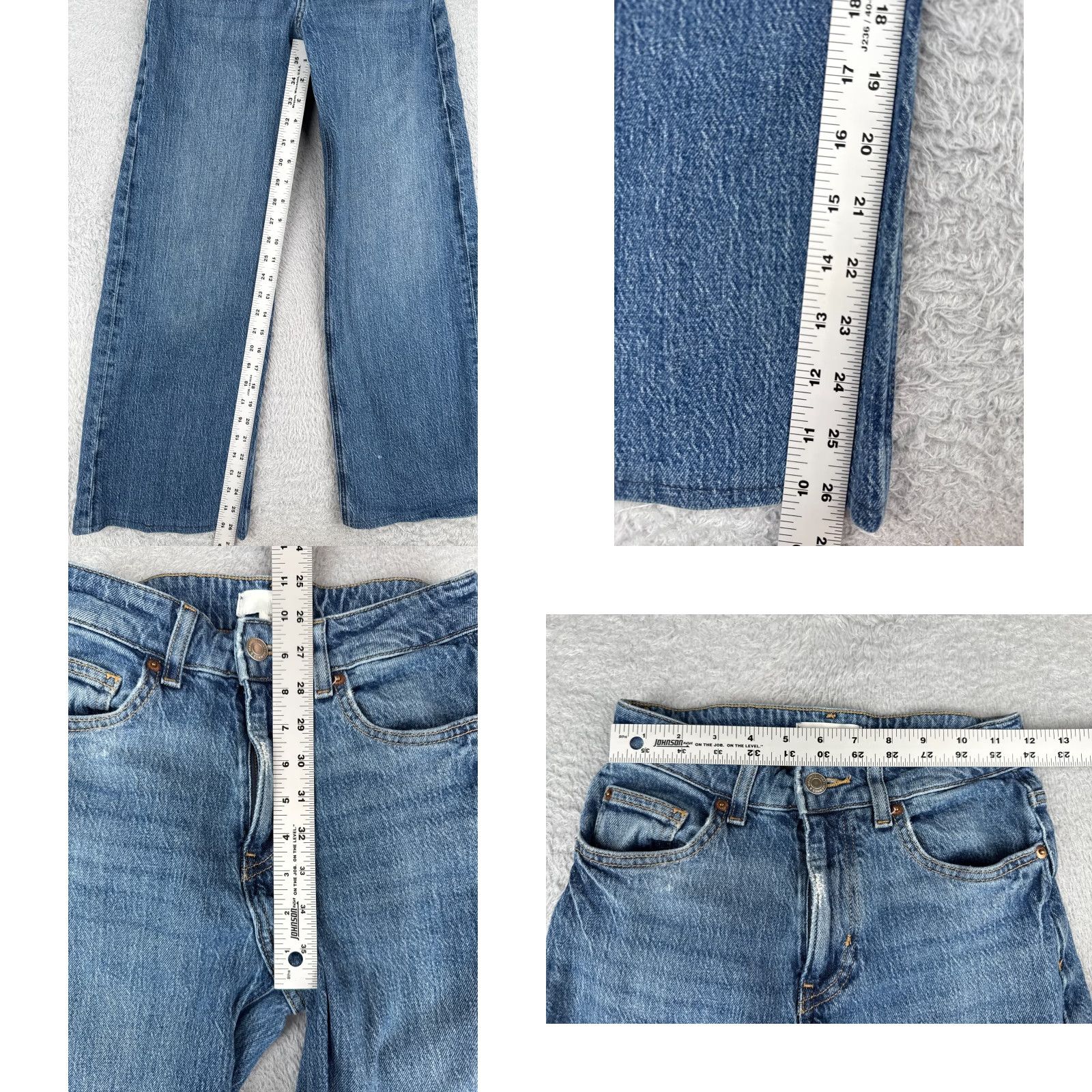 H&M H&M Jeans Women Blue Denim Wide-Leg Mid Rise 24x26 Regular 2 Cotton Blend 5-Pocket 26 Inseam 90s Vintage: No Size 26" / US 2 / IT 38 - 8 Thumbnail
