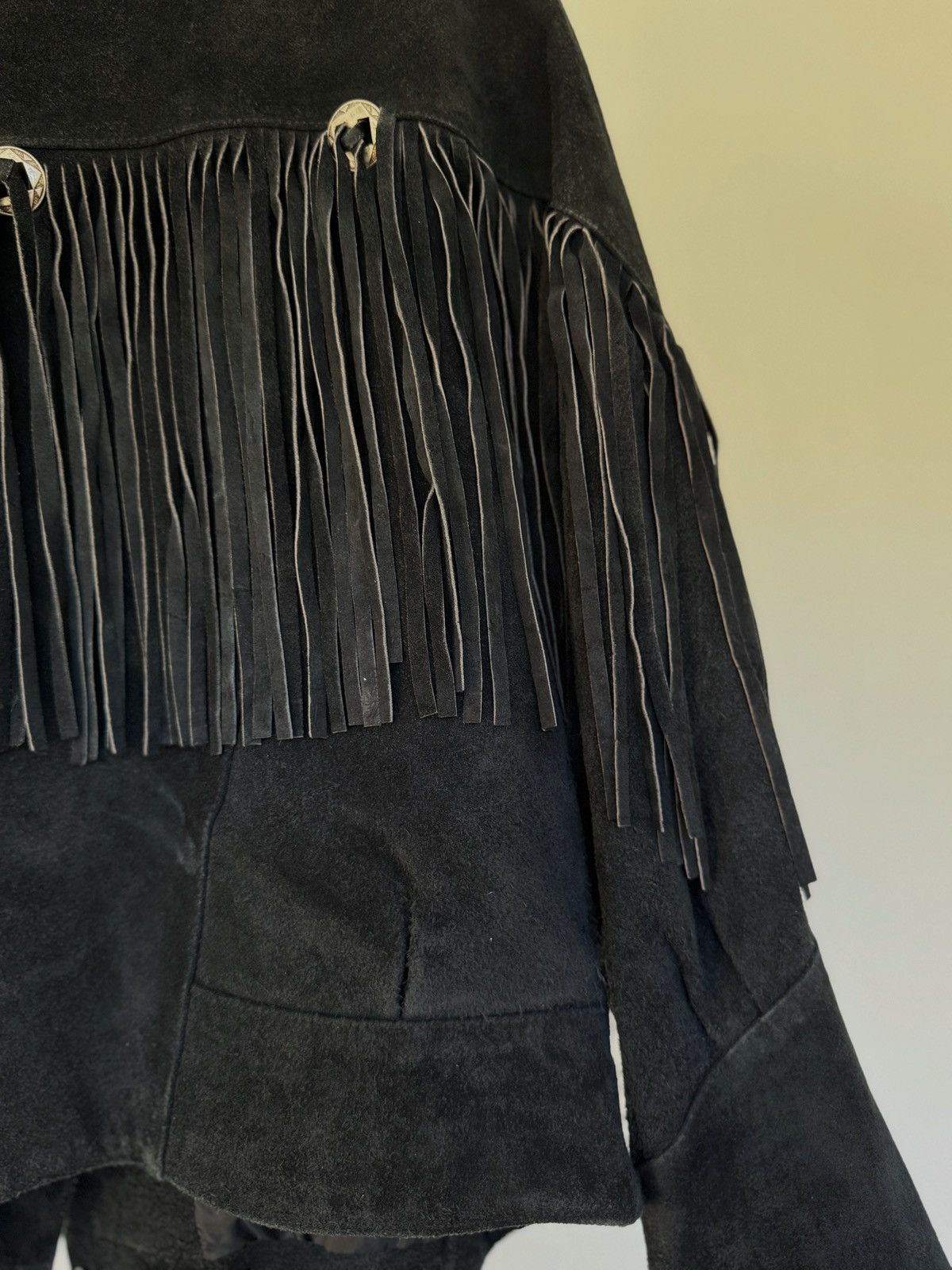 Genuine Leather Vintage 1995 Black Suede Fringe Jacket – Men’s S Size US S / EU 44-46 / 1 - 3 Thumbnail