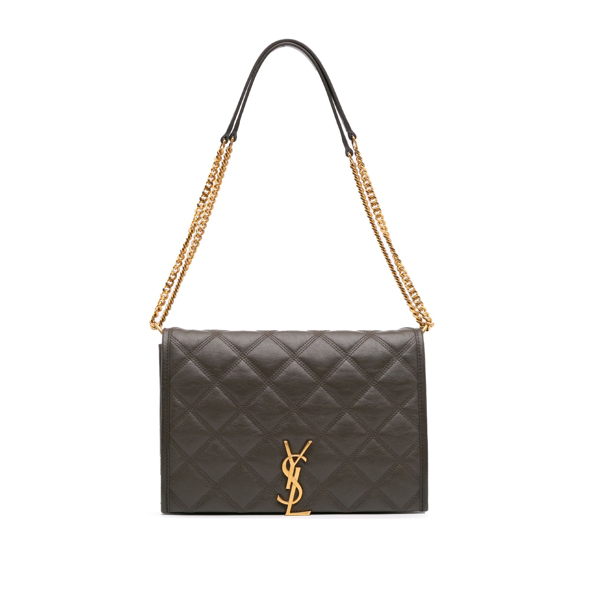 YVES Saint Laurent Mini Quilted Lambskin Becky Chain Shoulder Bag in Brown, Women's