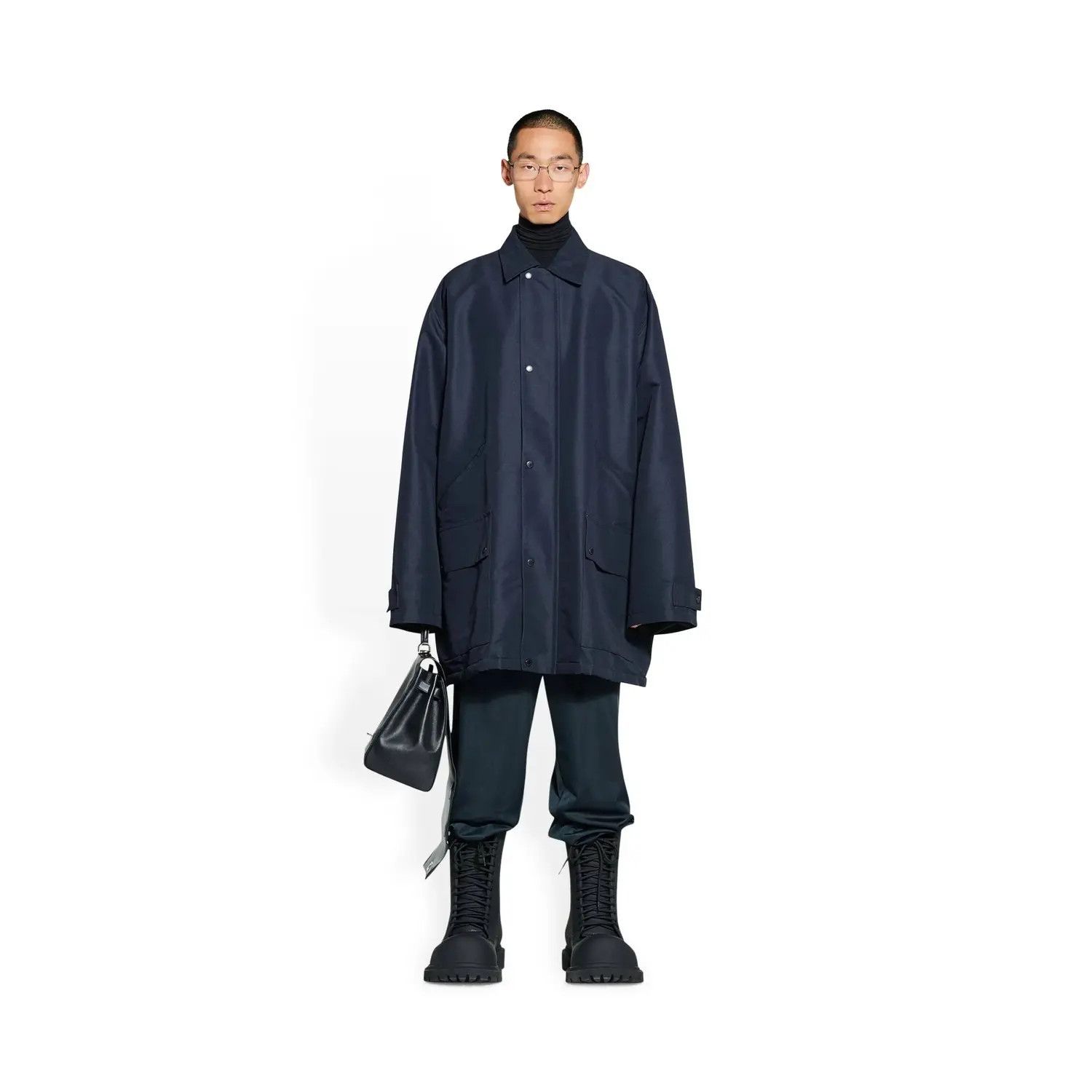 Balenciaga o1bcso1str1224 Blend Parka in Blue Size US M / EU 48-50 / 2 - 3 Thumbnail