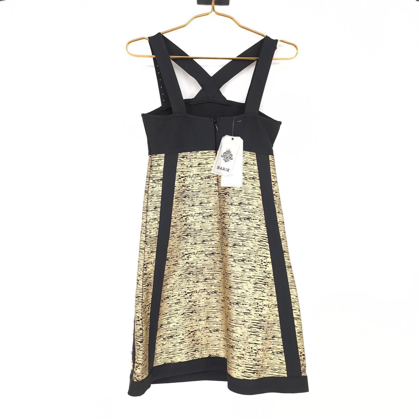 Other Barok Paris NJ Couture Black Gold NWT A Line Mini Dress Sz S Size S / US 4 / IT 40 - 12 Thumbnail