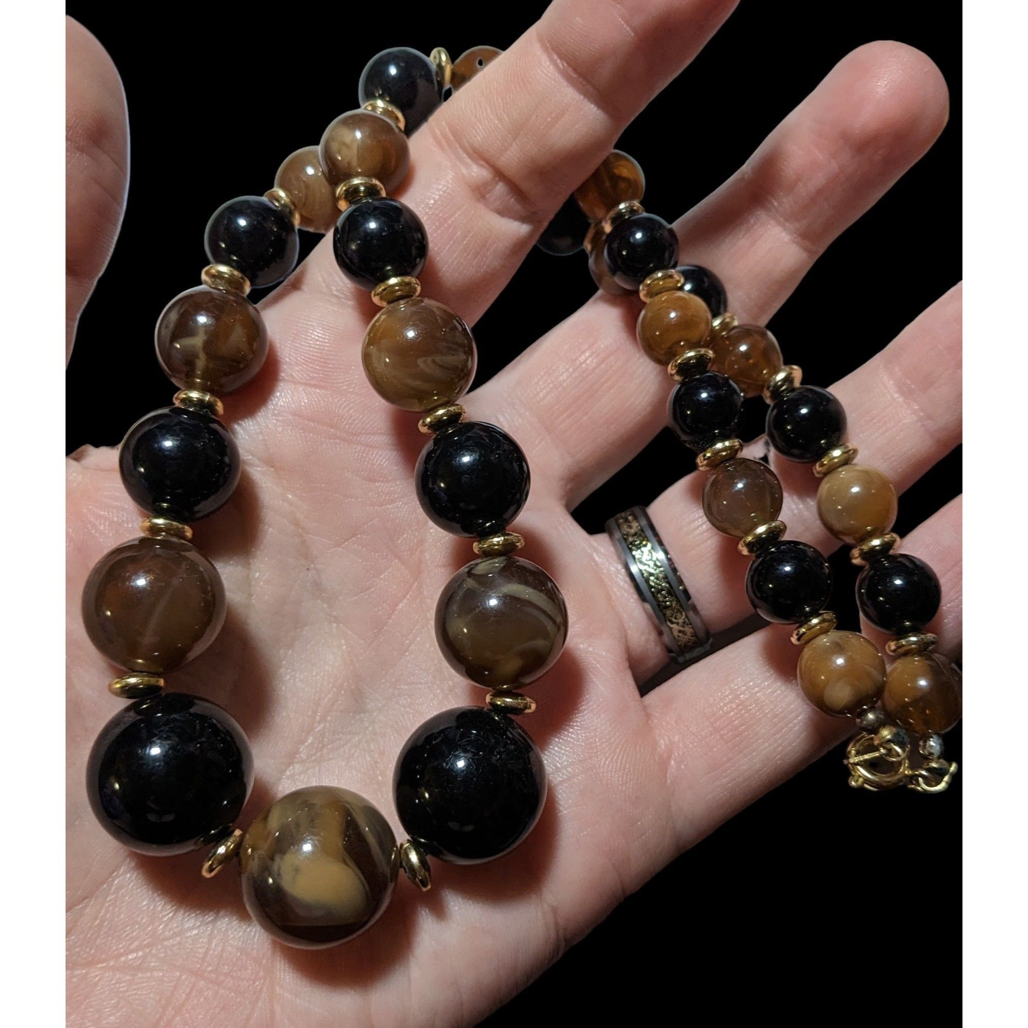 Other Elegant Retro Brown And Black Beaded Necklace Size ONE SIZE - 4 Thumbnail