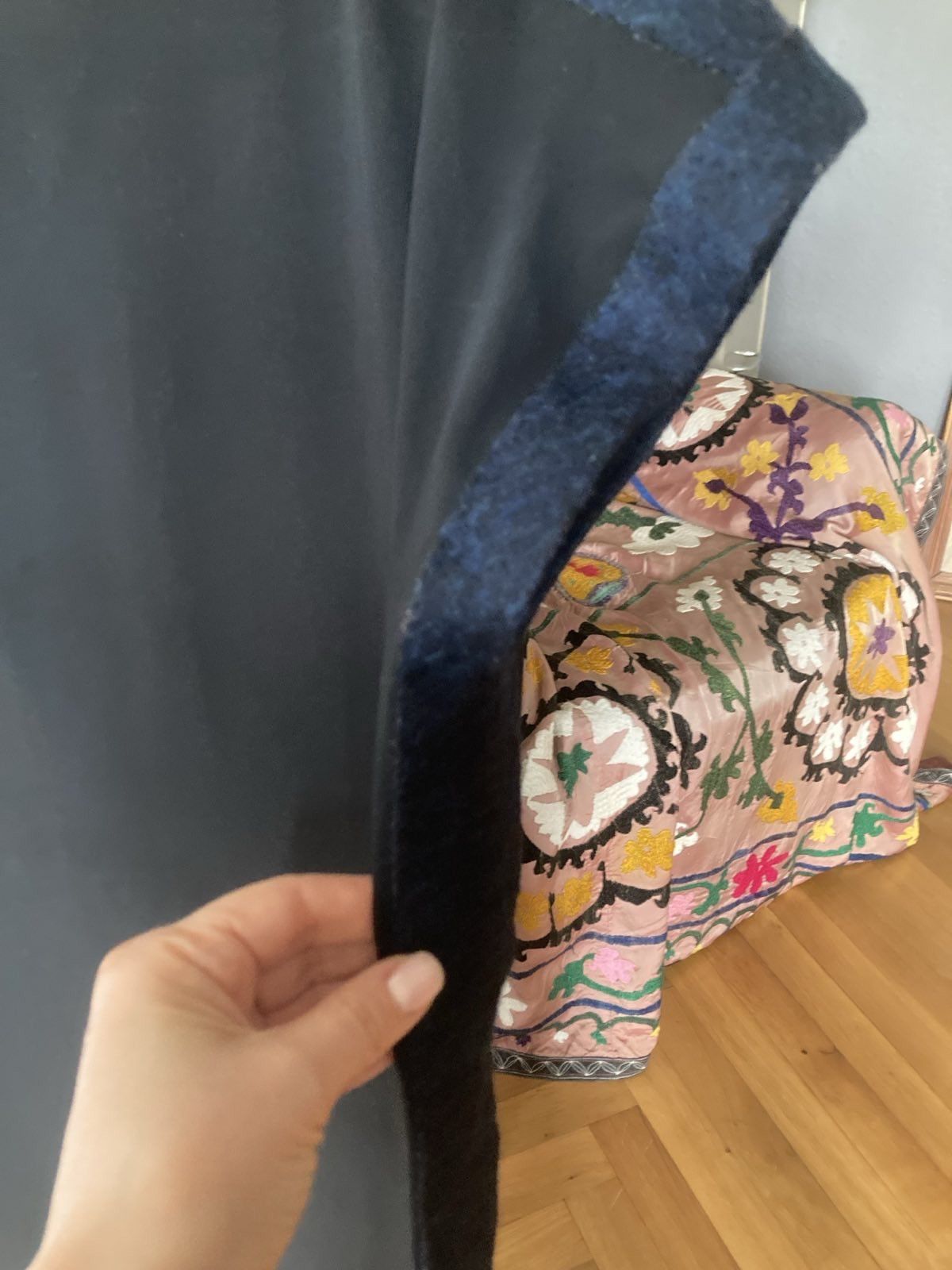 Maison Margiela Black cocktail dress with felt-wool dark blue trimming Size S / US 4 / IT 40 - 3 Thumbnail