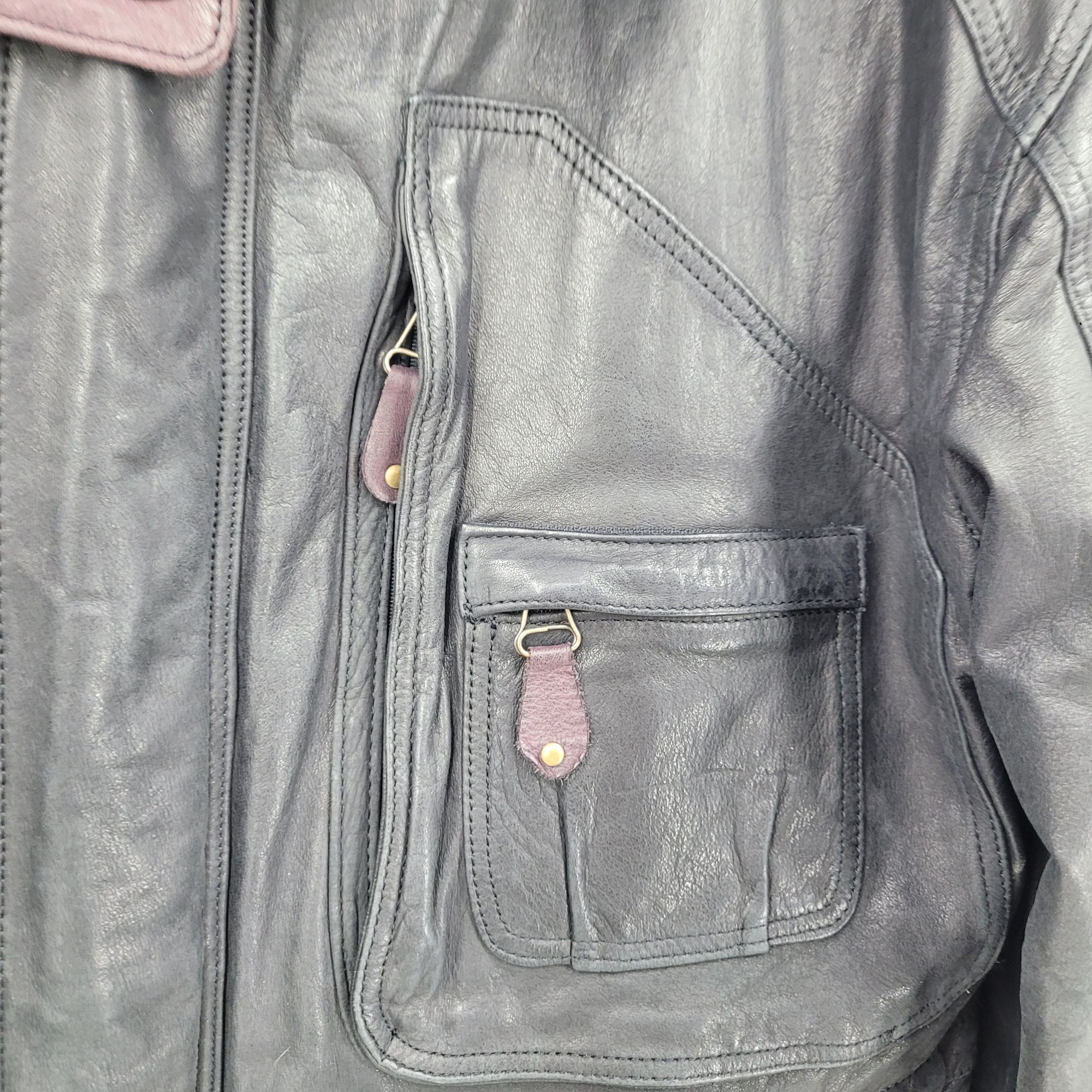 Vintage Vintage Genuine Leather Flight Jacket Mens 48 Black Detaile Size US XXL / EU 58 / 5 - 8 Thumbnail
