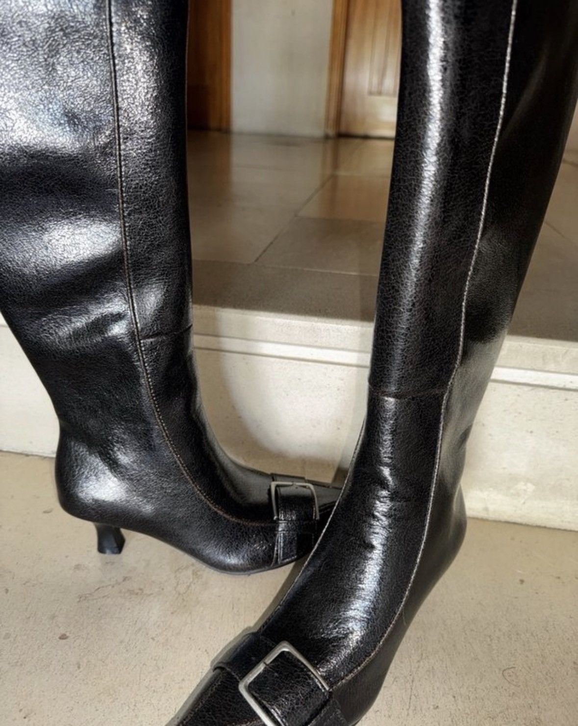 Pamola Wool Black Leather Boots 35, Women's — image 3 of 6