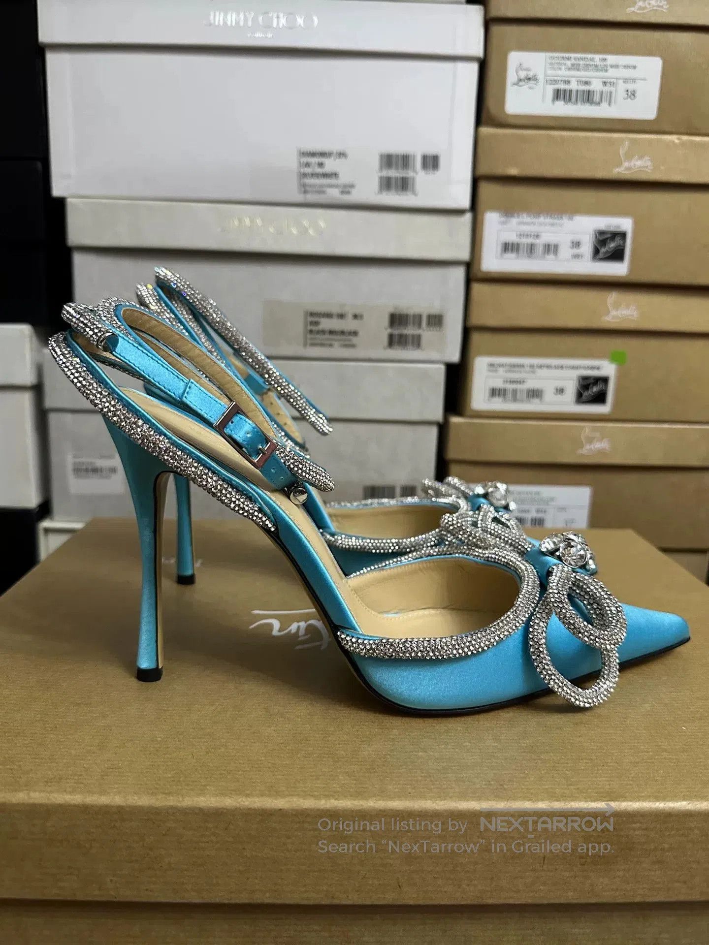 MACH & MACH MACH&MACH Classic Blue Bow Heels. Size US 7 / IT 37 - 3 Thumbnail