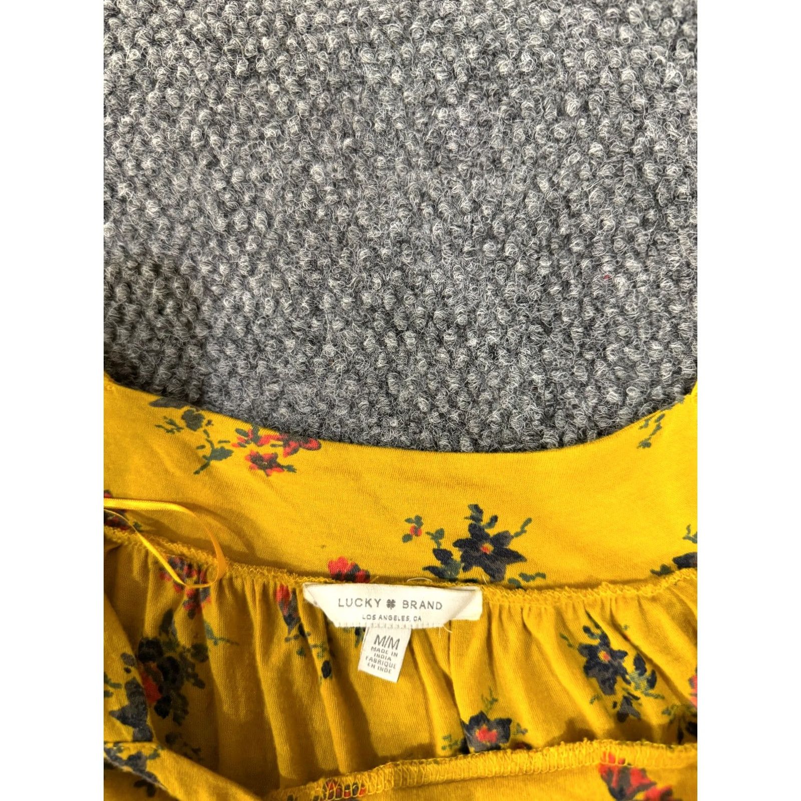 Lucky Brand Lucky Brand Blouse Women M Short Sleeve Round Neck Floral Yellow Lightweight Tunic Casual Size M / US 6-8 / IT 42-44 - 5 Thumbnail
