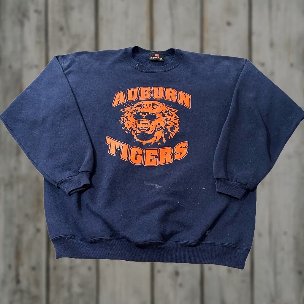 Hanes VINTAGE Hanes Auburn Tigers Sweatshirt XL Men Blue 90s Pullover College Size XL Size US XL / EU 56 / 4 - 1 Thumbnail