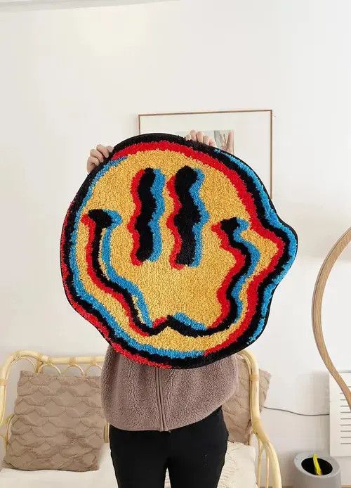 Other 3D Trippy Smiling Face Handmade Soft Rugs Size ONE SIZE - 3 Thumbnail