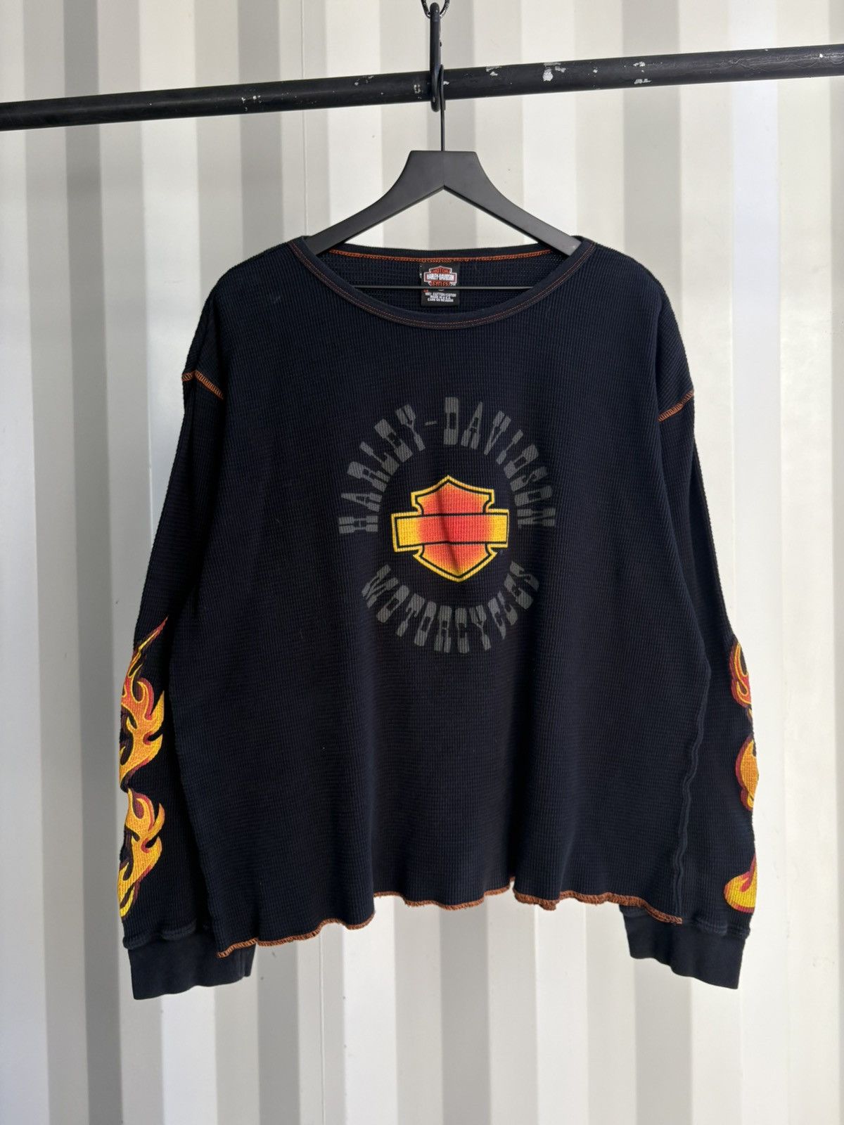 Harley Davidson Harley NYC Flame Thermal Distressed grunge Faded Boxy Size US XXL / EU 58 / 5 - 3 Thumbnail