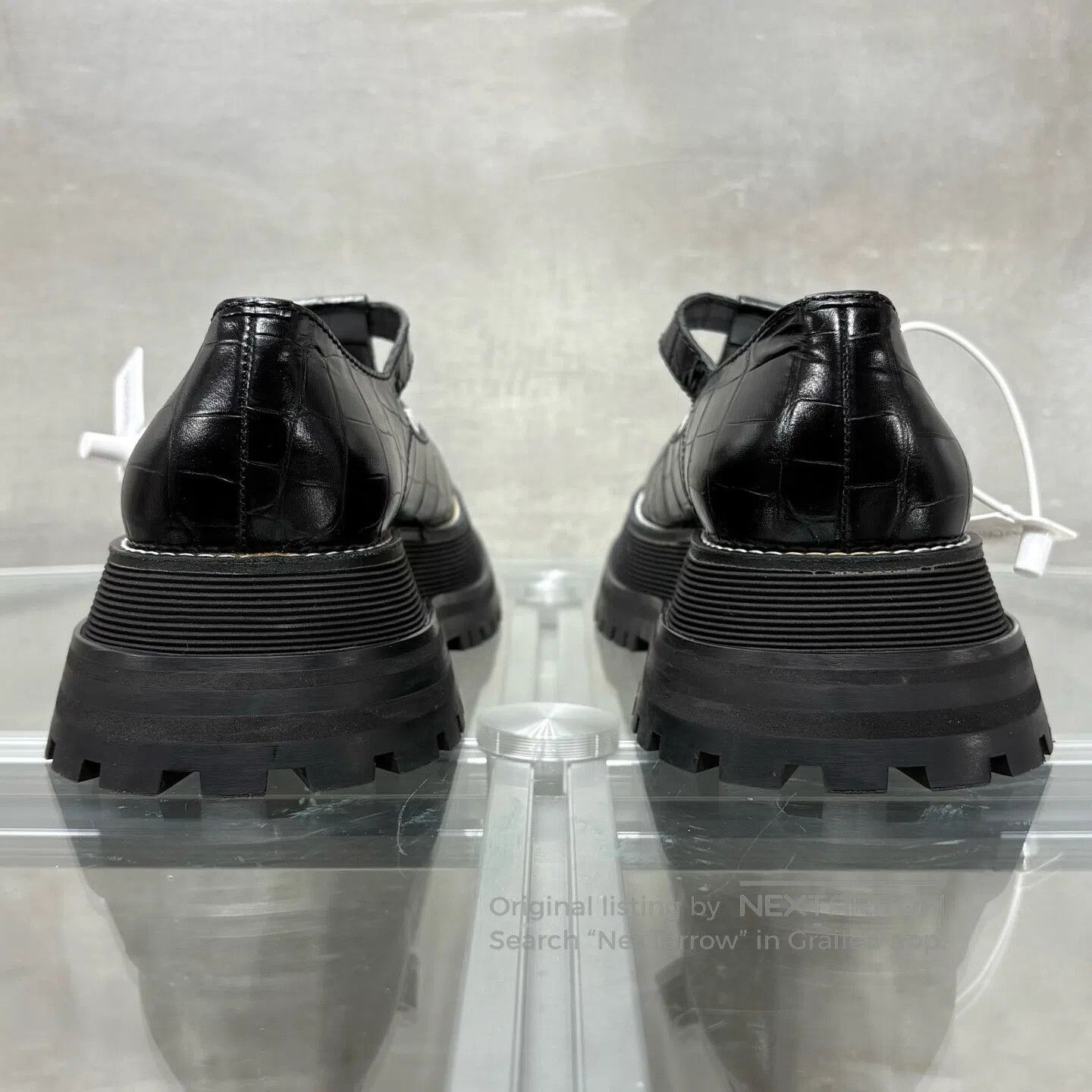 Burberry Burberry Black crocodile-print thick-soled sandals in Mary Size US 6.5 / IT 36.5 - 6 Thumbnail