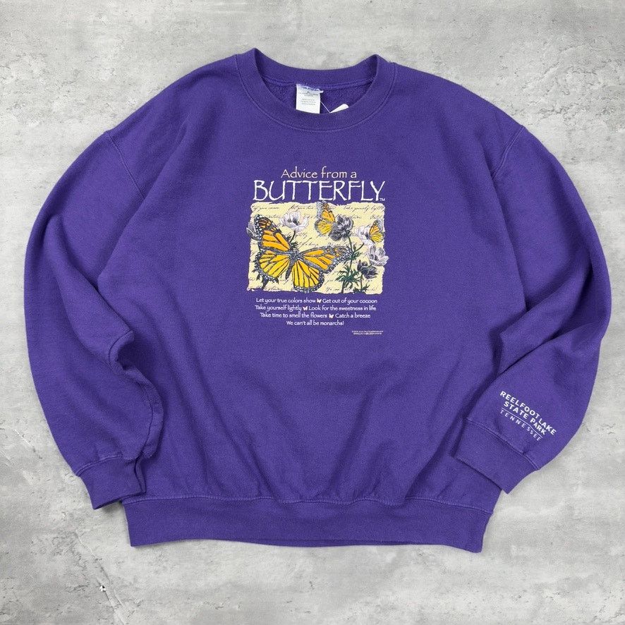 Gildan × Vintage Vintage Advice From Butterfly Reelfoot Tennessee Sweatshirt Size US L / EU 52-54 / 3 - 1 Thumbnail