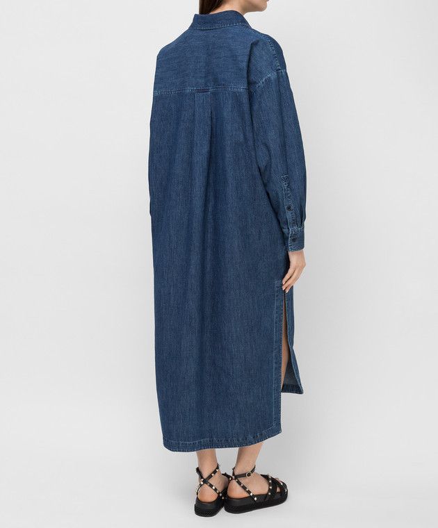 Valentino o1y0226 Denim Midi Dress in Blue Size M / US 6-8 / IT 42-44 - 4 Thumbnail