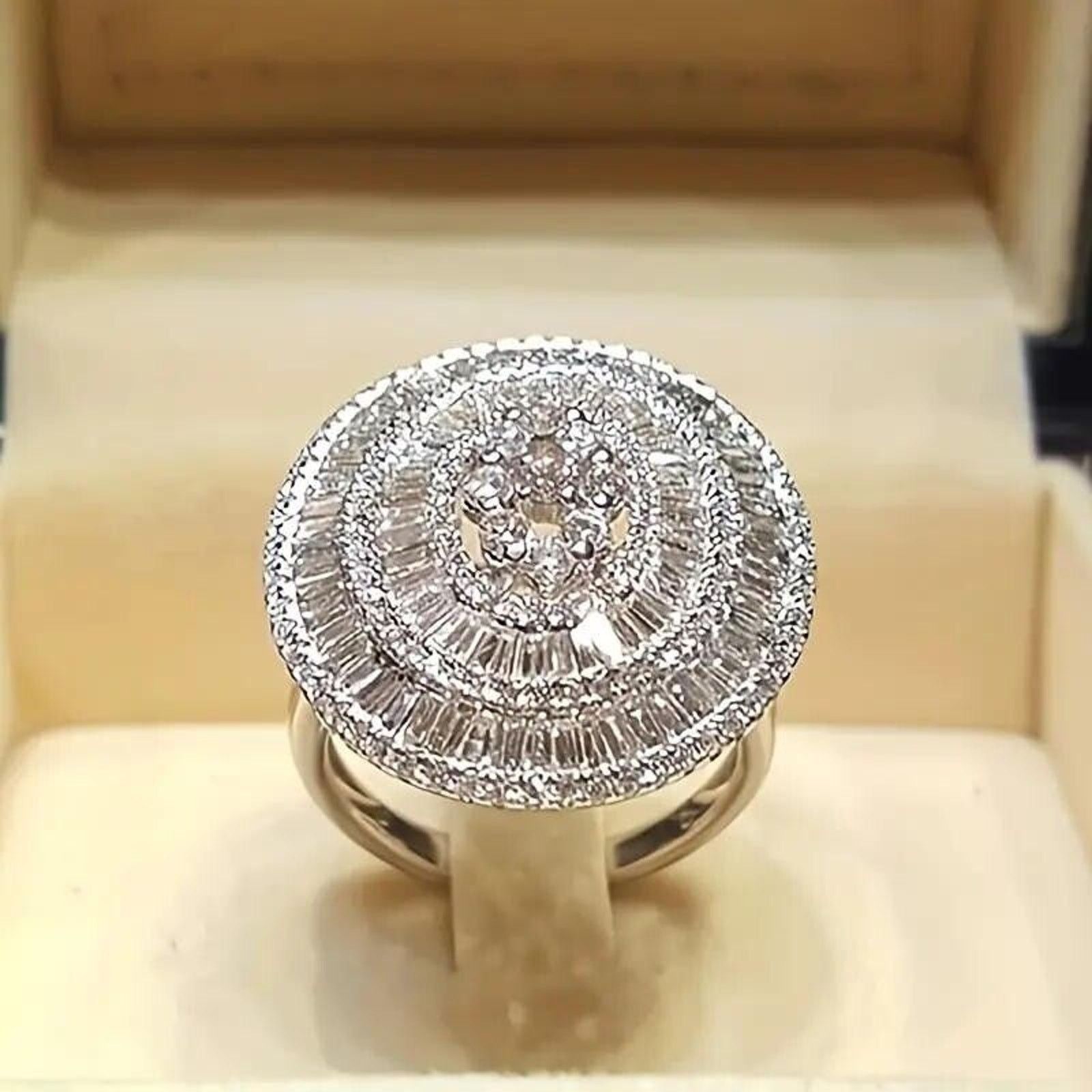 Other Sparkling Rhinestone Studded Ring Swirling Silvery • Sz 7.5 Size ONE SIZE - 3 Thumbnail