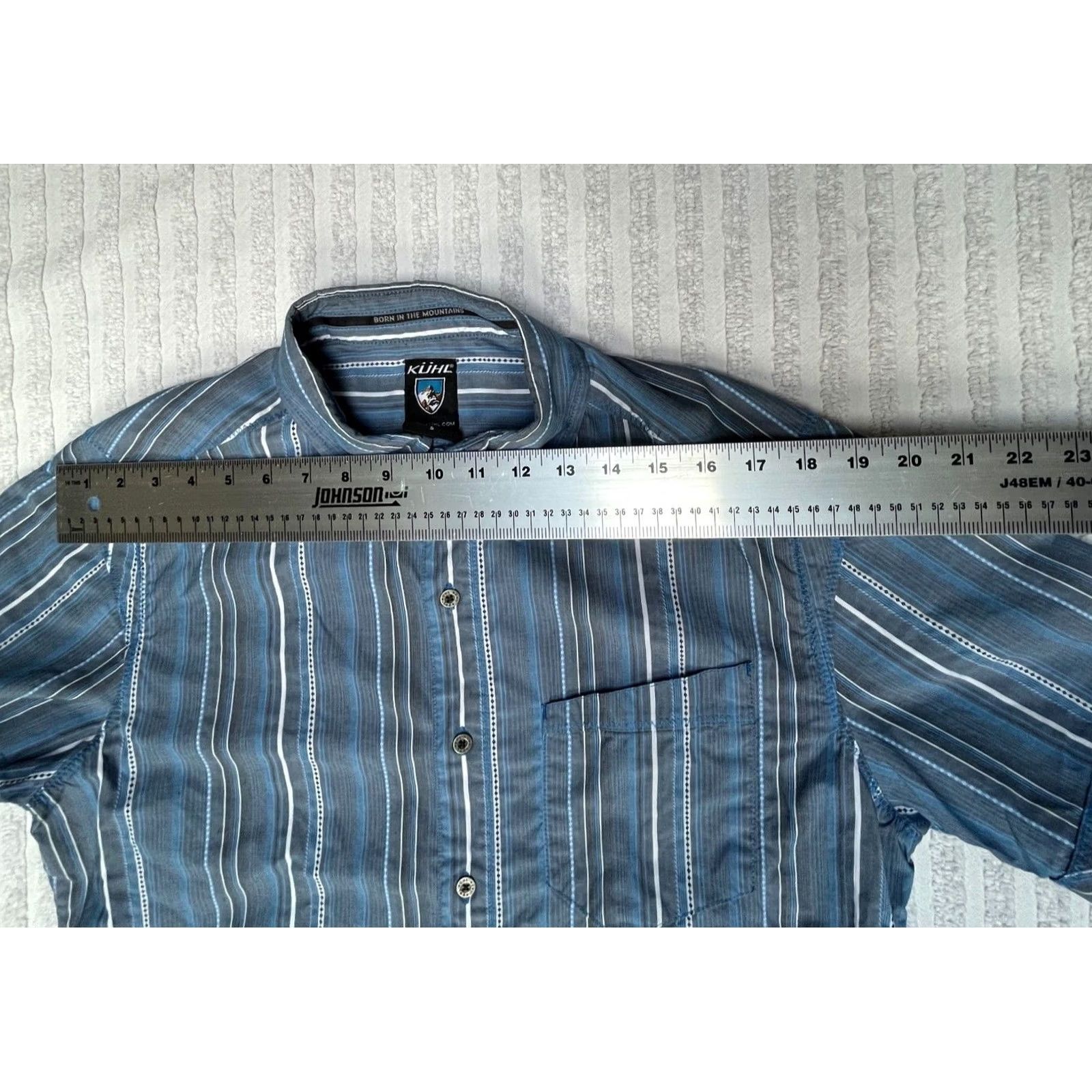 Vintage Kuhl Men's Suncel Striped Short Sleeve Button Up Outdoor Hiking Shirt Small Blue Size US S / EU 44-46 / 1 - 5 Thumbnail