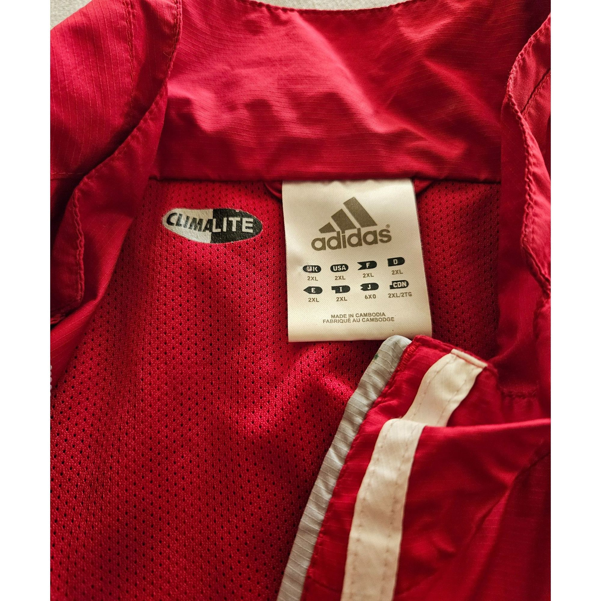 Adidas Adidas Climalite 3 Stripe Red White Full Zip Track Jacket Me Size US XL / EU 56 / 4 - 2 Thumbnail