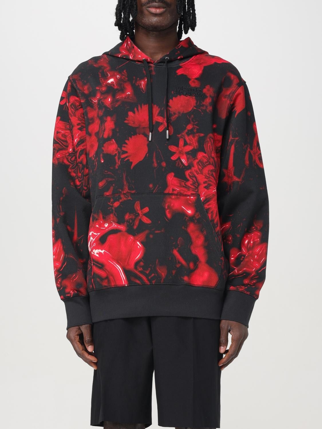 Alexander McQueen ALEXANDER MCQUEEN black & red Wax Floral hoodie sweatshirt Size US M / EU 48-50 / 2 - 2 Thumbnail