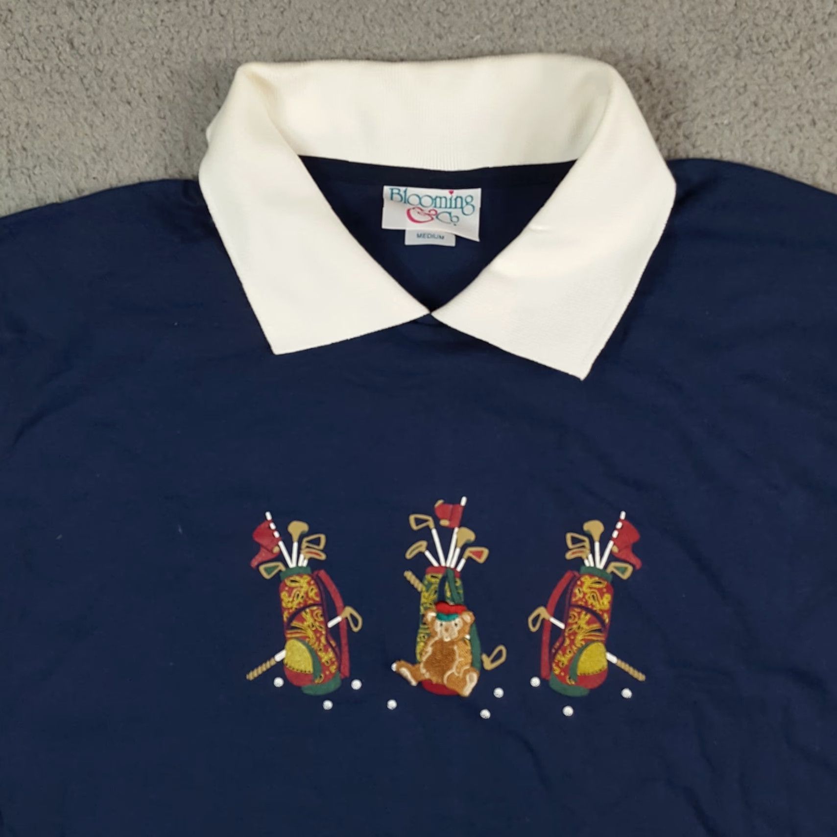 Vintage VINTAGE Blooming & Co T-Shirt Women Collared Short Sleeve Cotton 2000s Y2K Preppy Golf Teddy Bear Blue M Size M / US 6-8 / IT 42-44 - 2 Thumbnail