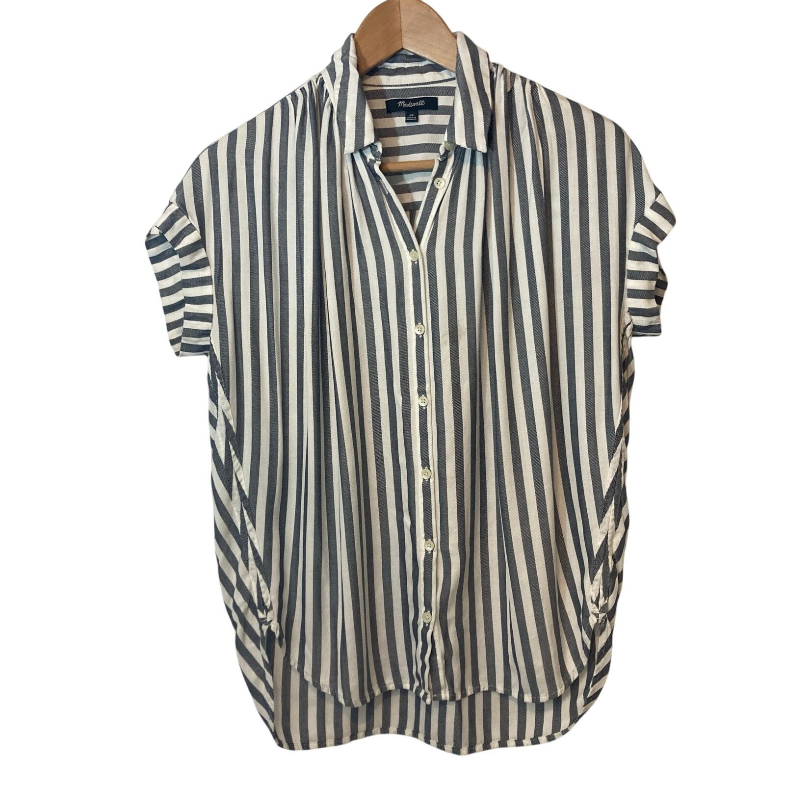 Madewell Madewell Blue White Striped Button Up Shirt Blouse Top Size XS / US 0-2 / IT 36-38 - 1 Thumbnail