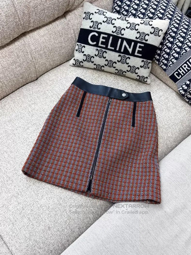 Hermes Hermes Orange mixed-color plaid and leather silver buckle Size 24" / US 00 / IT 34 - 1 Thumbnail