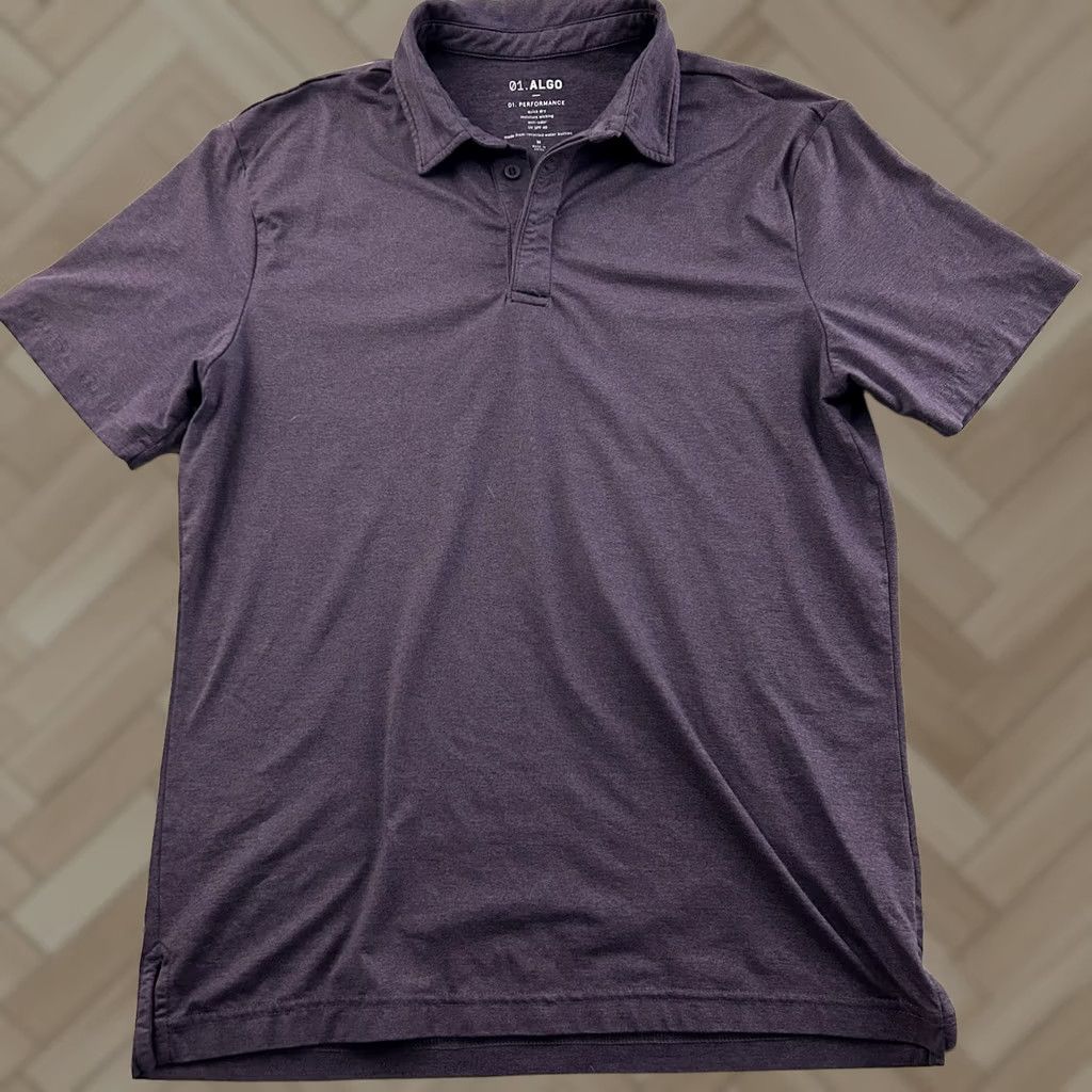 Vintage 01.Algo Performance Short Sleeve Button-Front Polo Shirt Mens M Purple Shirt Size US M / EU 48-50 / 2 - 1 Thumbnail