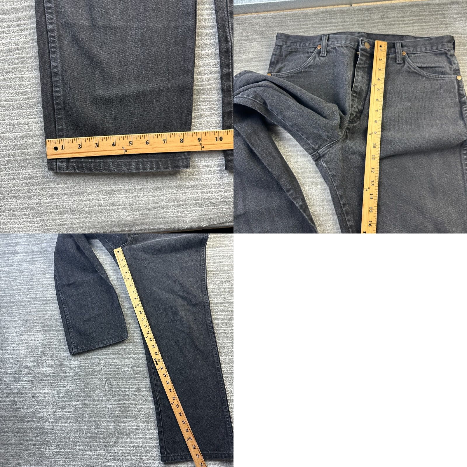 Wrangler VINTAGE Wrangler Jeans Mens 34x30 Black Denim Pants USA Made Jeans 90s Mens Regular 34 30 Black Cotton Denim 5-Pocket Design Button Zip Size US 34 / EU 50 - 8 Thumbnail