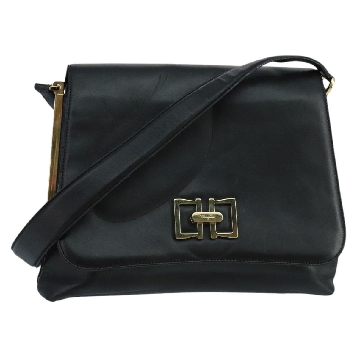 Salvatore Ferragamo Salvatore Ferragamo Shoulder Bag Leather Black Gold Size ONE SIZE - 1 Thumbnail