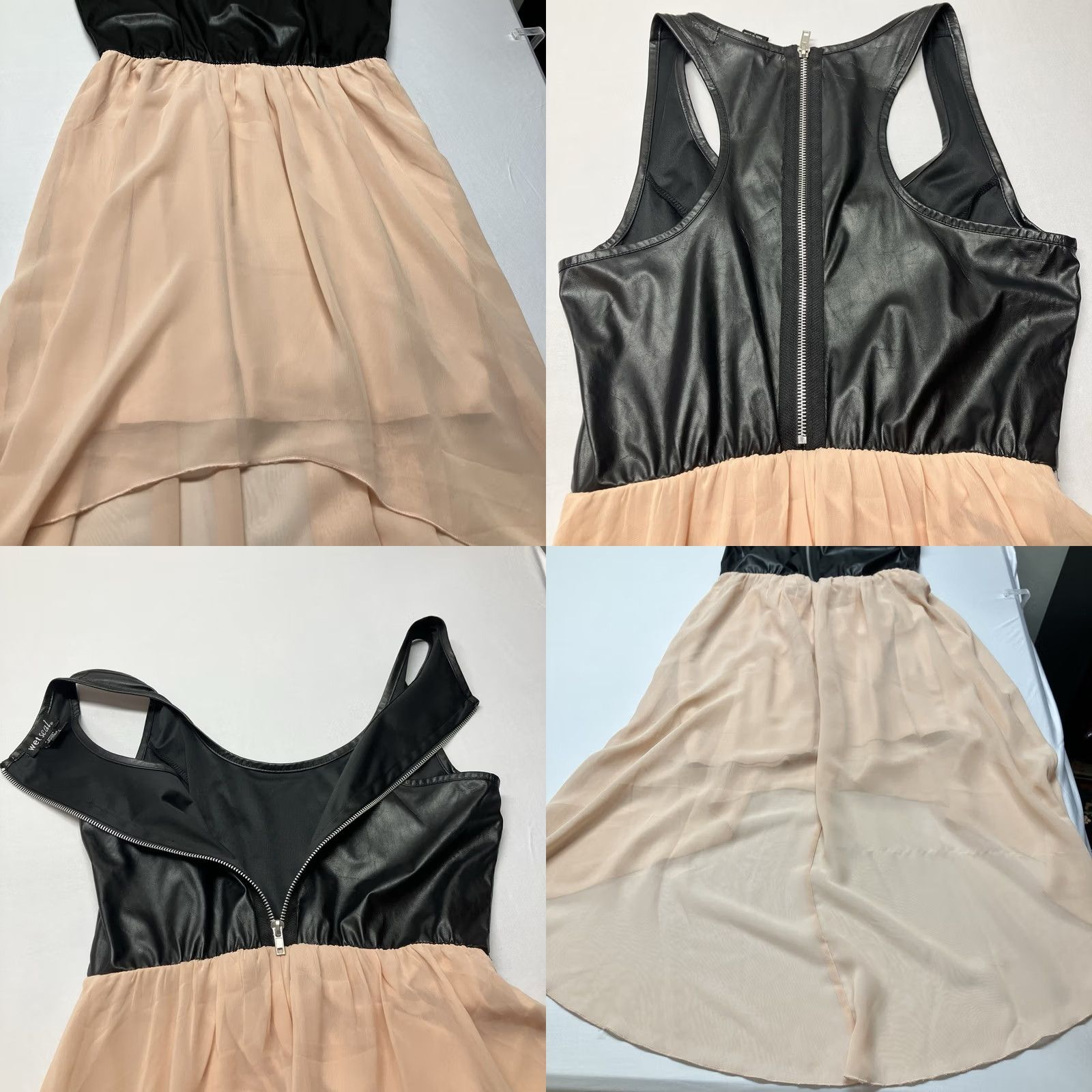 Vintage VINTAGE Wet Seal Dress Womens L Black HiLo Faux Leather Pink Chiffon Whimsygoth Ballerina Size Size L / US 10 / IT 46 - 8 Thumbnail