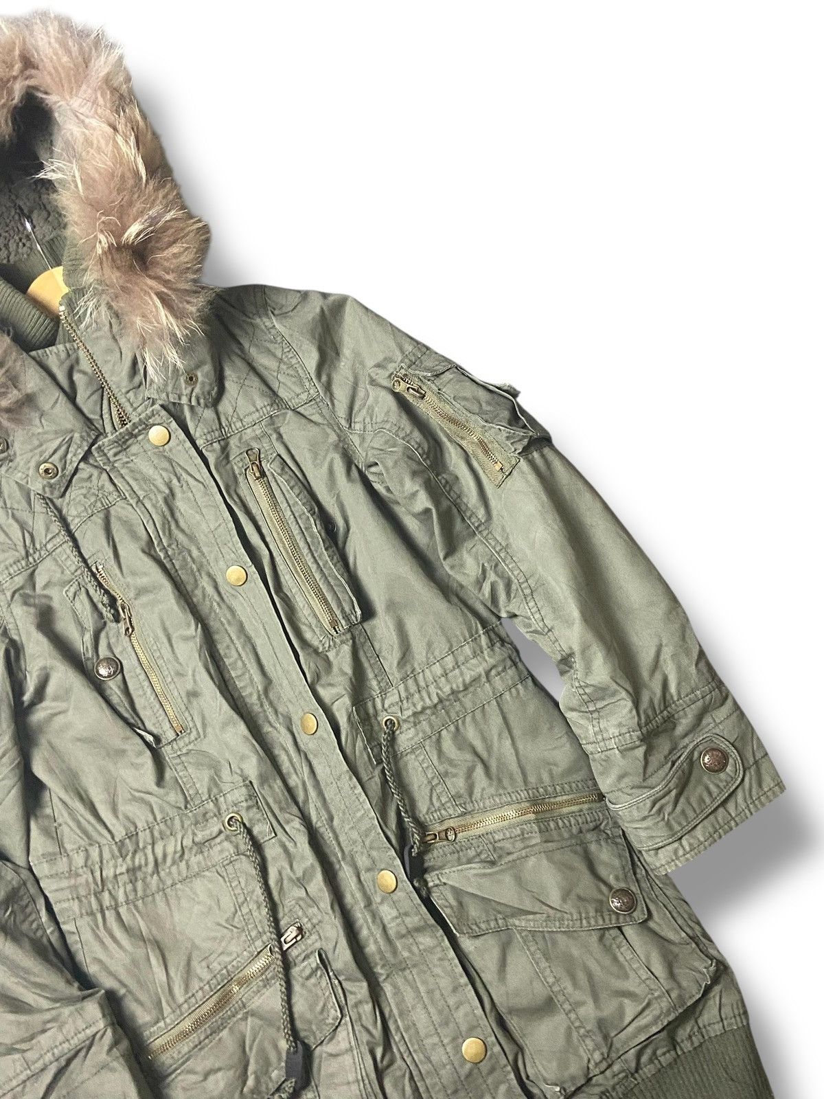 Japanese Brand × Seditionaries × Vintage BODY DESSERT Utility Pocket Fur Lining Hooded Jacket (118) Size US XXS / EU 40 - 3 Thumbnail