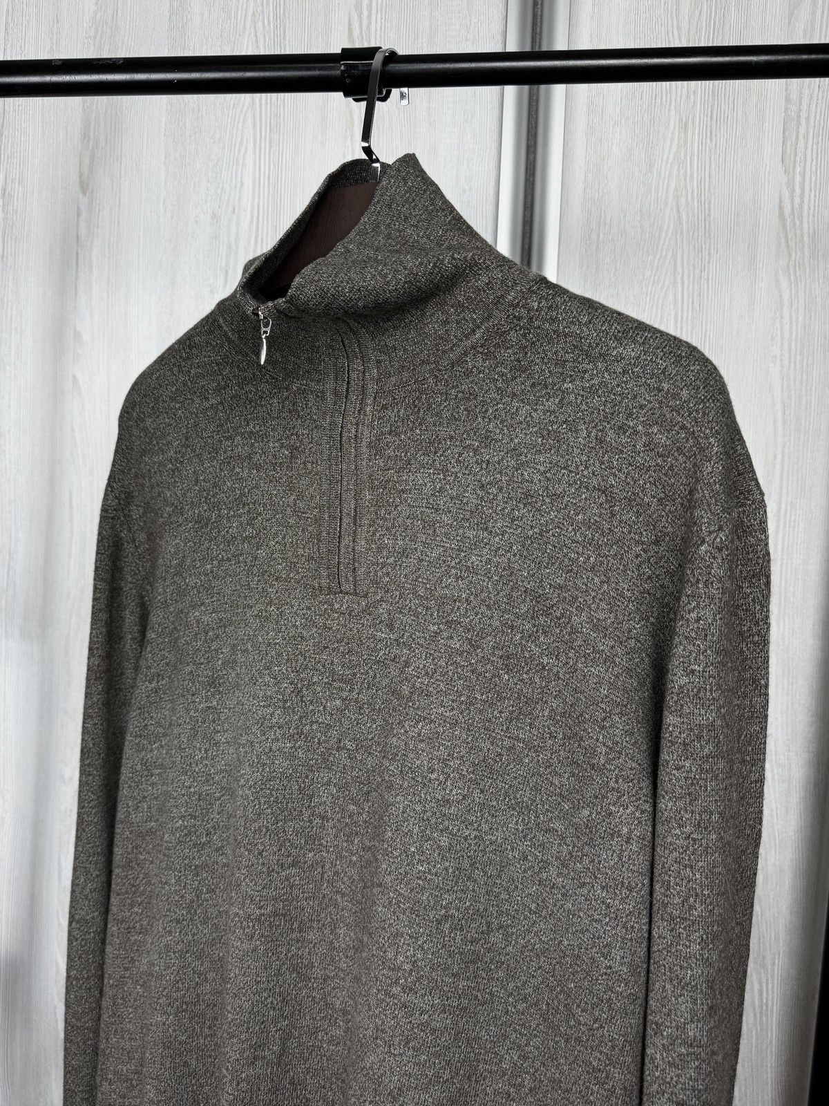 Pal Zileri Pal Zileri Wool Cashmere grey-brown 1/4 zip pullover sweater Size US L / EU 52-54 / 3 - 7 Thumbnail