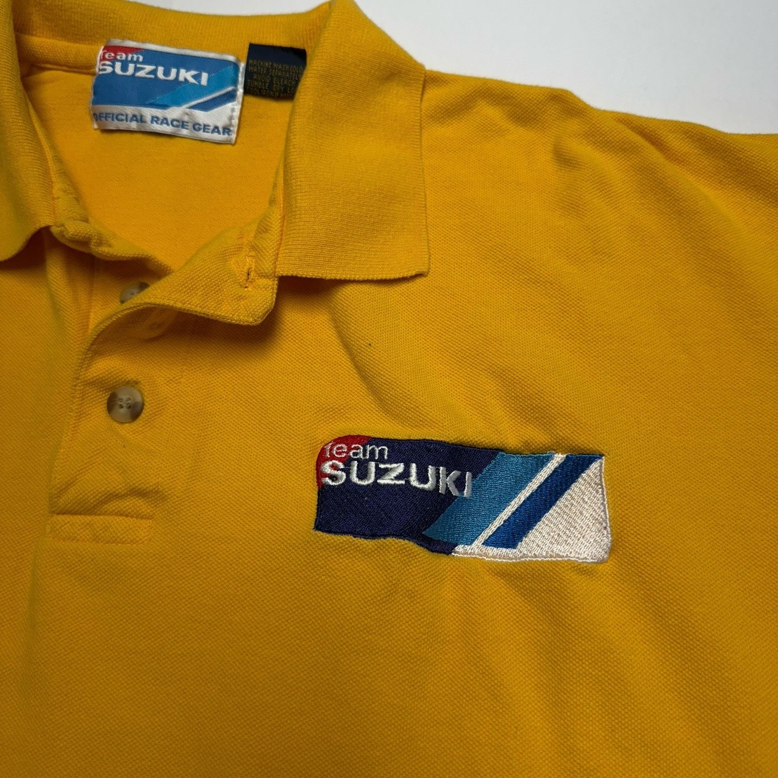 Vintage Team Suzuki Race Polo Shirt Mens Large Yellow Size US L / EU 52-54 / 3 - 6 Thumbnail